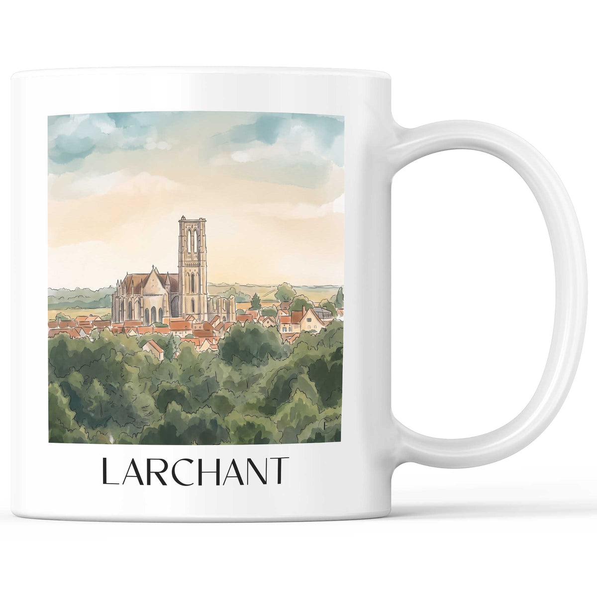 Larchant Kaffeebecher - Gâtinais Français - Frankreich Becher - Kaffeetasse im Aquarell Stil - favplace