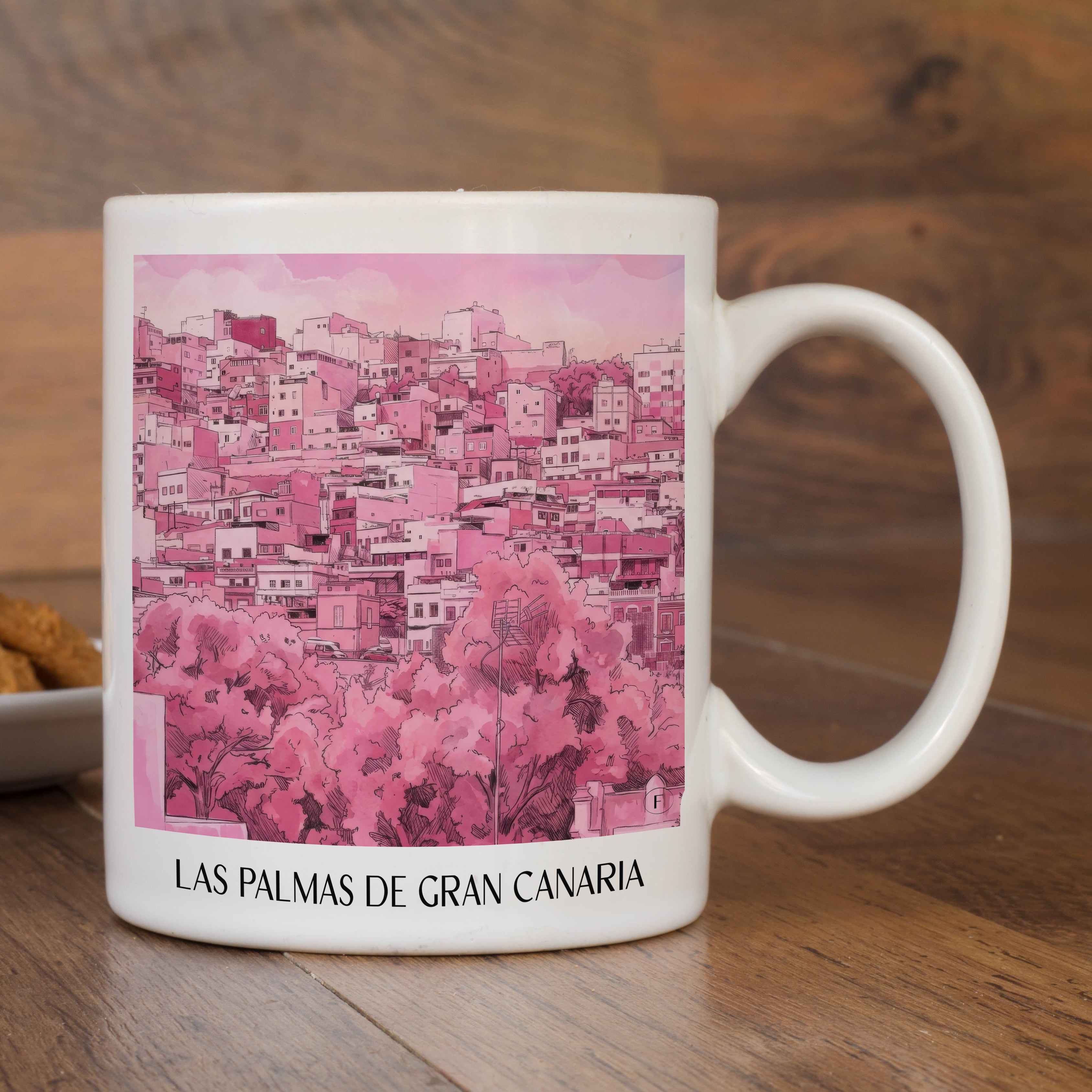las-palmas-gran-canaria-spanien-kaffeebecher-aquarell-pink-rosa