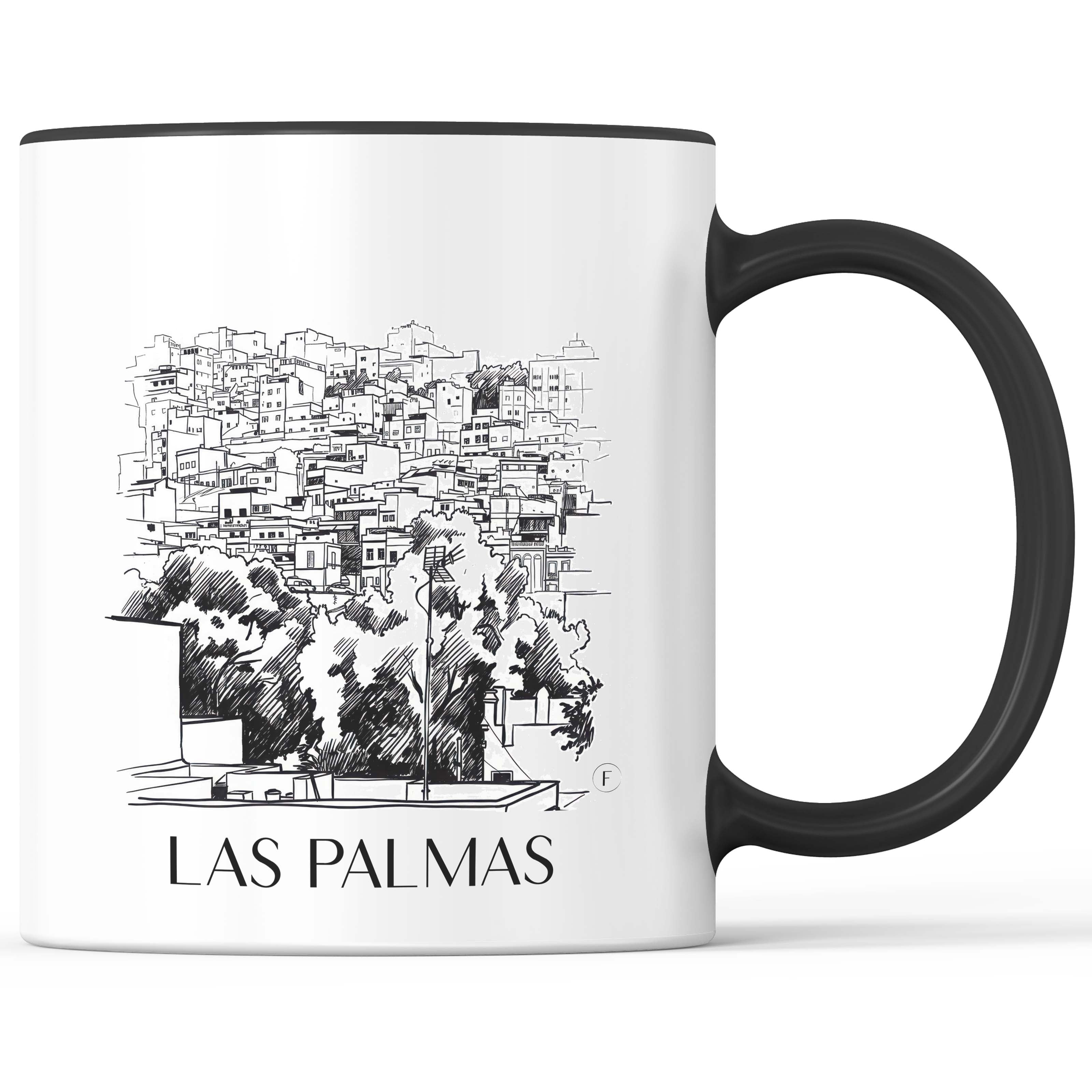 Las Palmas Kaffeebecher - Gran Canaria - Spanien Becher - Kaffeetasse im Skizze Stil - favplace
