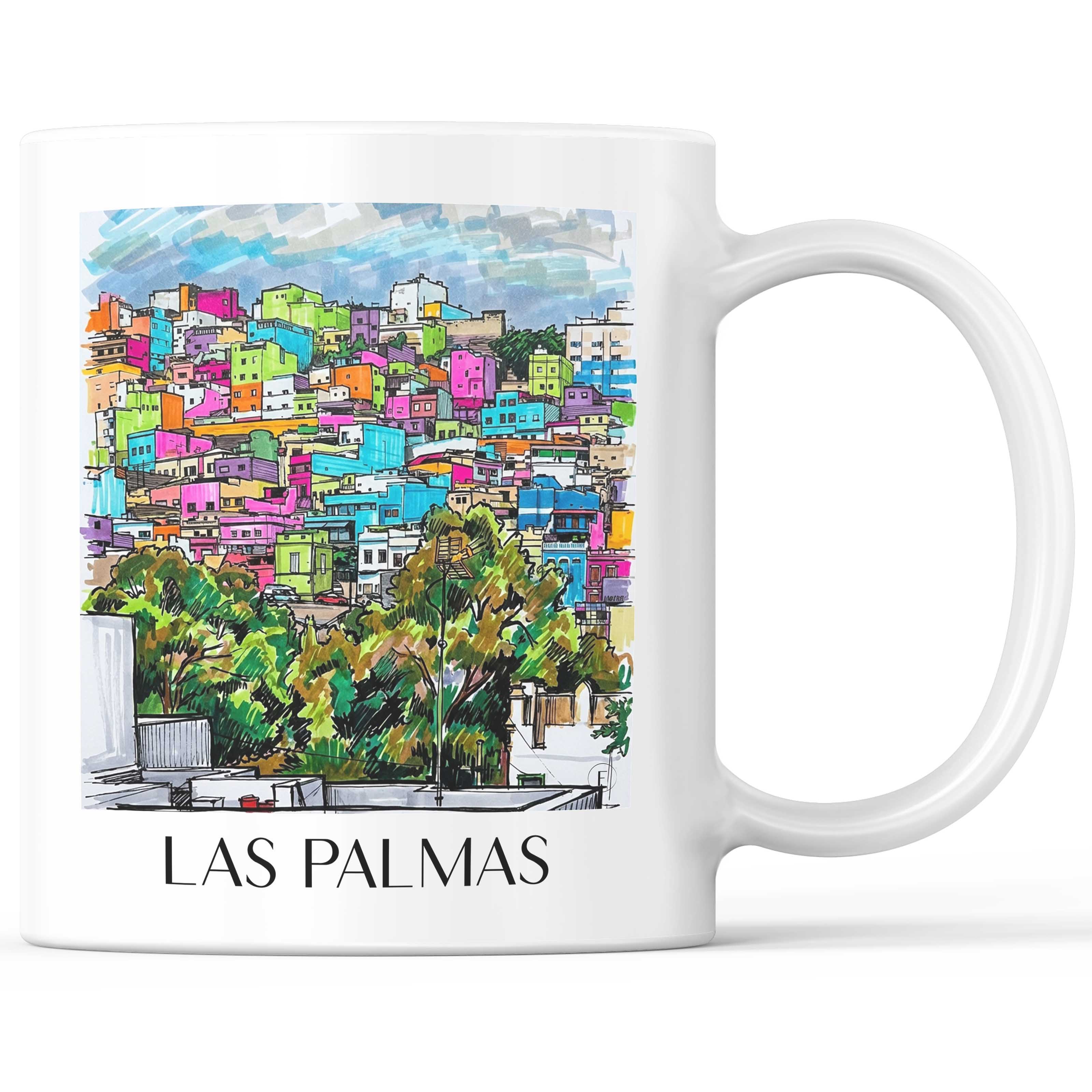 Las Palmas Kaffeebecher - Gran Canaria - Spanien Becher - Kaffeetasse im Tag Graffiti Stil - favplace