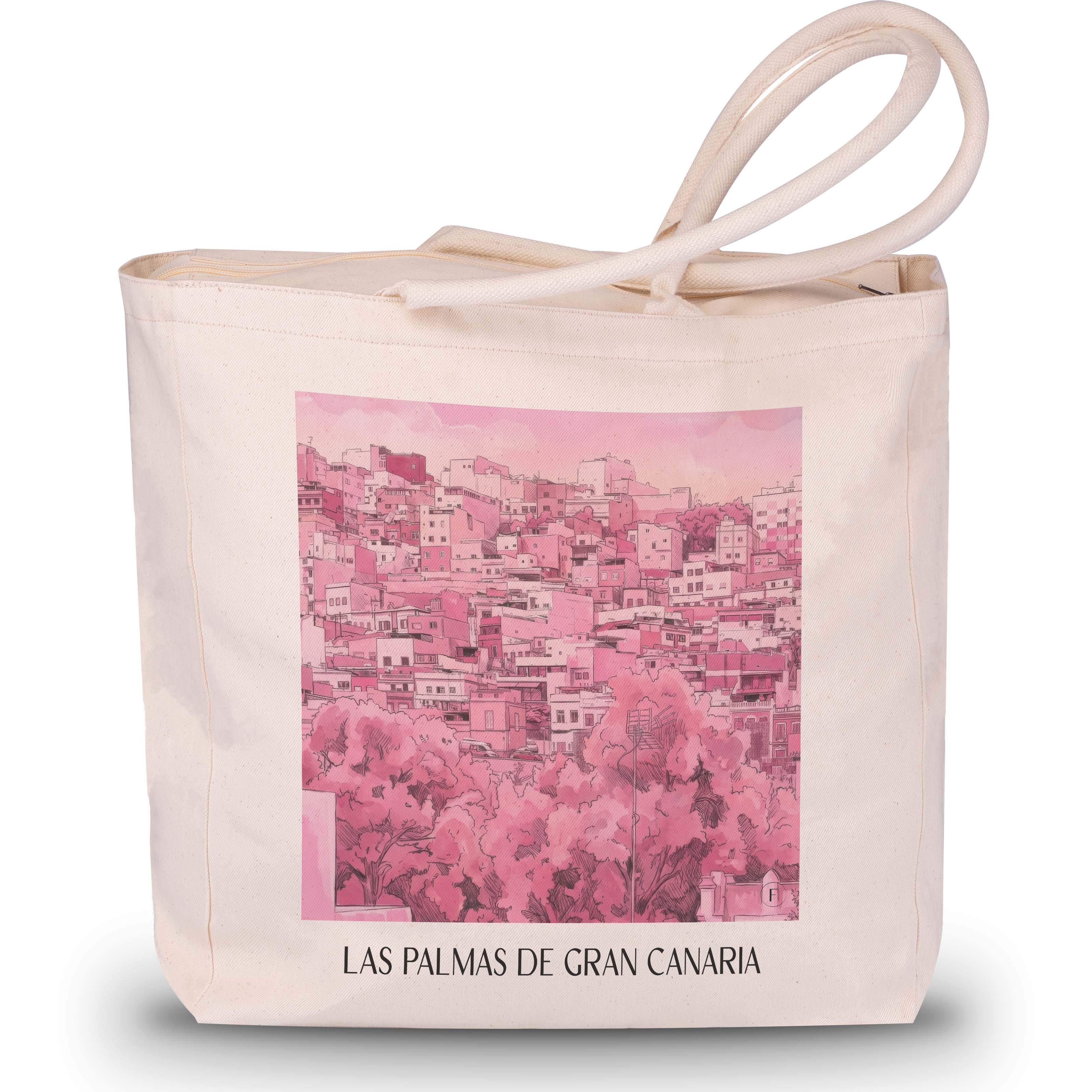 las-palmas-gran-canaria-spanien-einkaufstasche-aquarell-pink-rosa