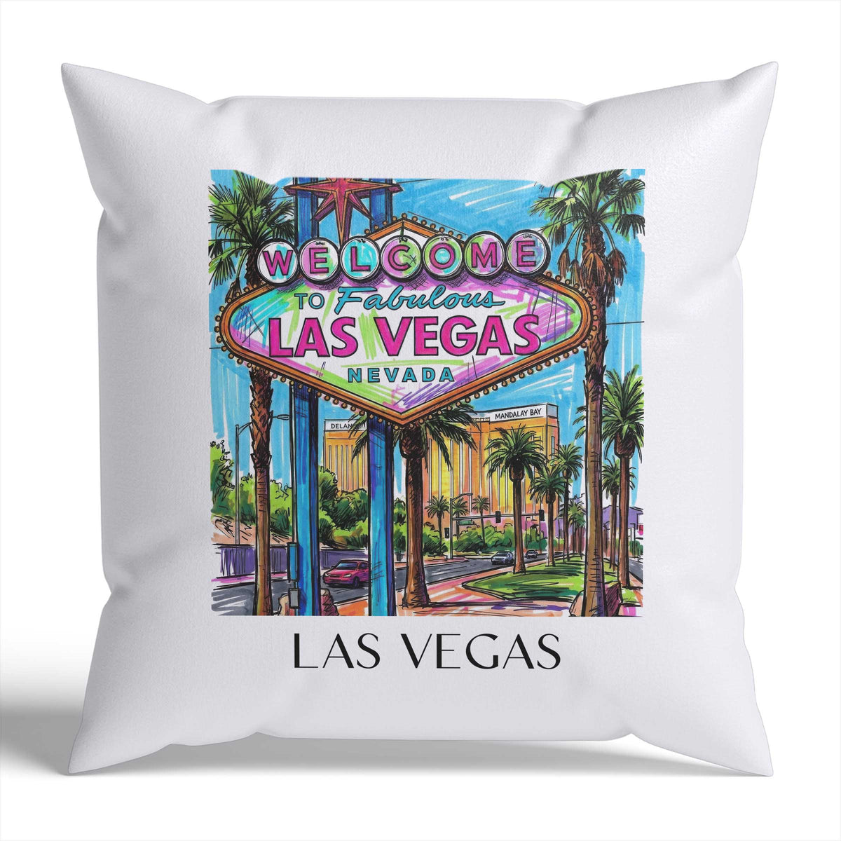 Las Vegas Kissenhülle - Zierkissen Bezug - Vereinigte Staaten - Vereinigte Staaten Kissen bzw. Kissenbezug im Tag Graffiti Stil - favplace