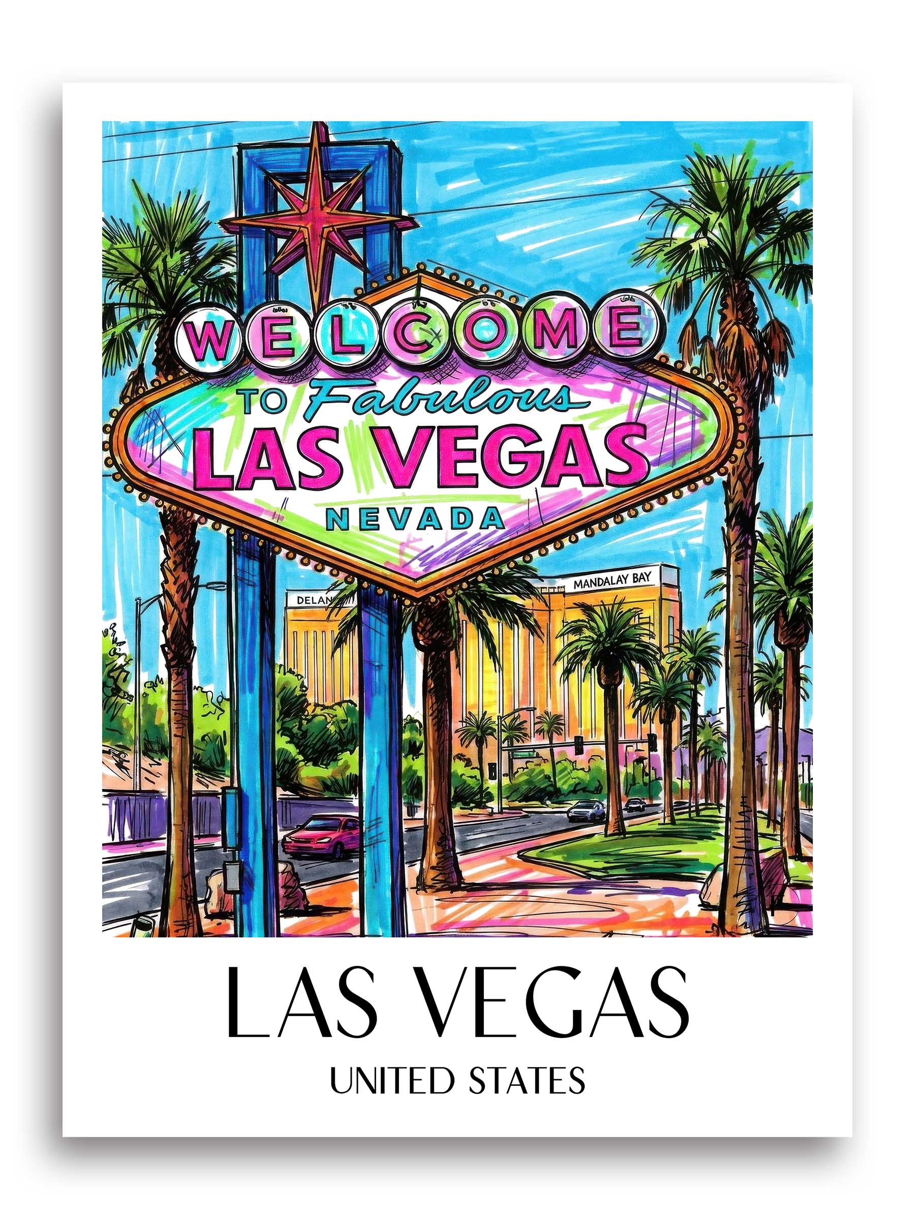 Las Vegas Poster - - Vereinigte Staaten Kunstdruck - Tag Graffiti von A4 bis A1 - favplace