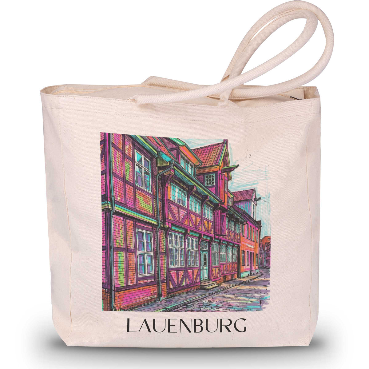 Lauenburg Shopping Tasche - Schleswig-Holstein - Deutschland Tote Bag - Einkaufstasche im Tag Graffiti Stil - favplace