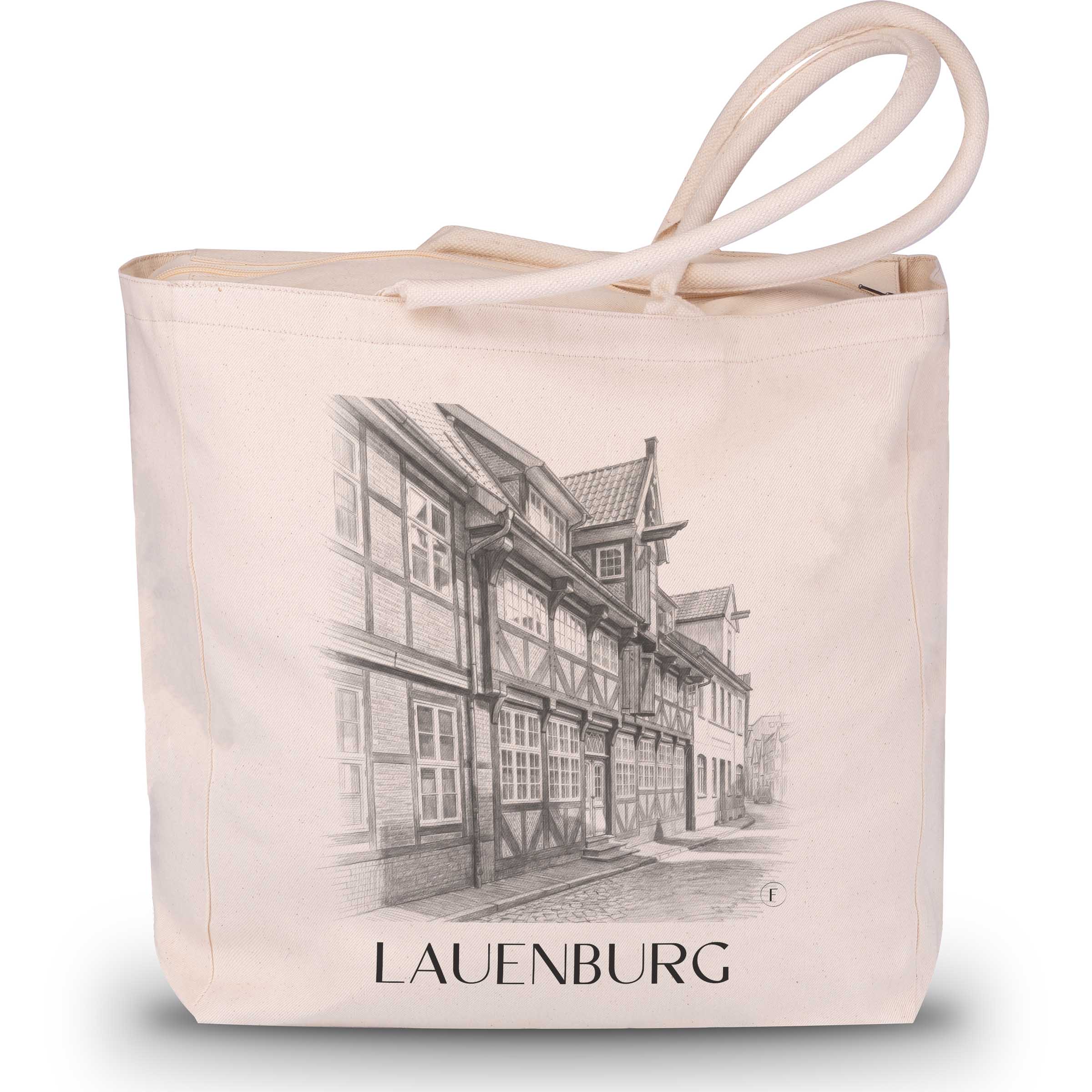 Lauenburg Shopping Tasche - Schleswig-Holstein - Deutschland Tote Bag - Einkaufstasche im Zeichnung Stil