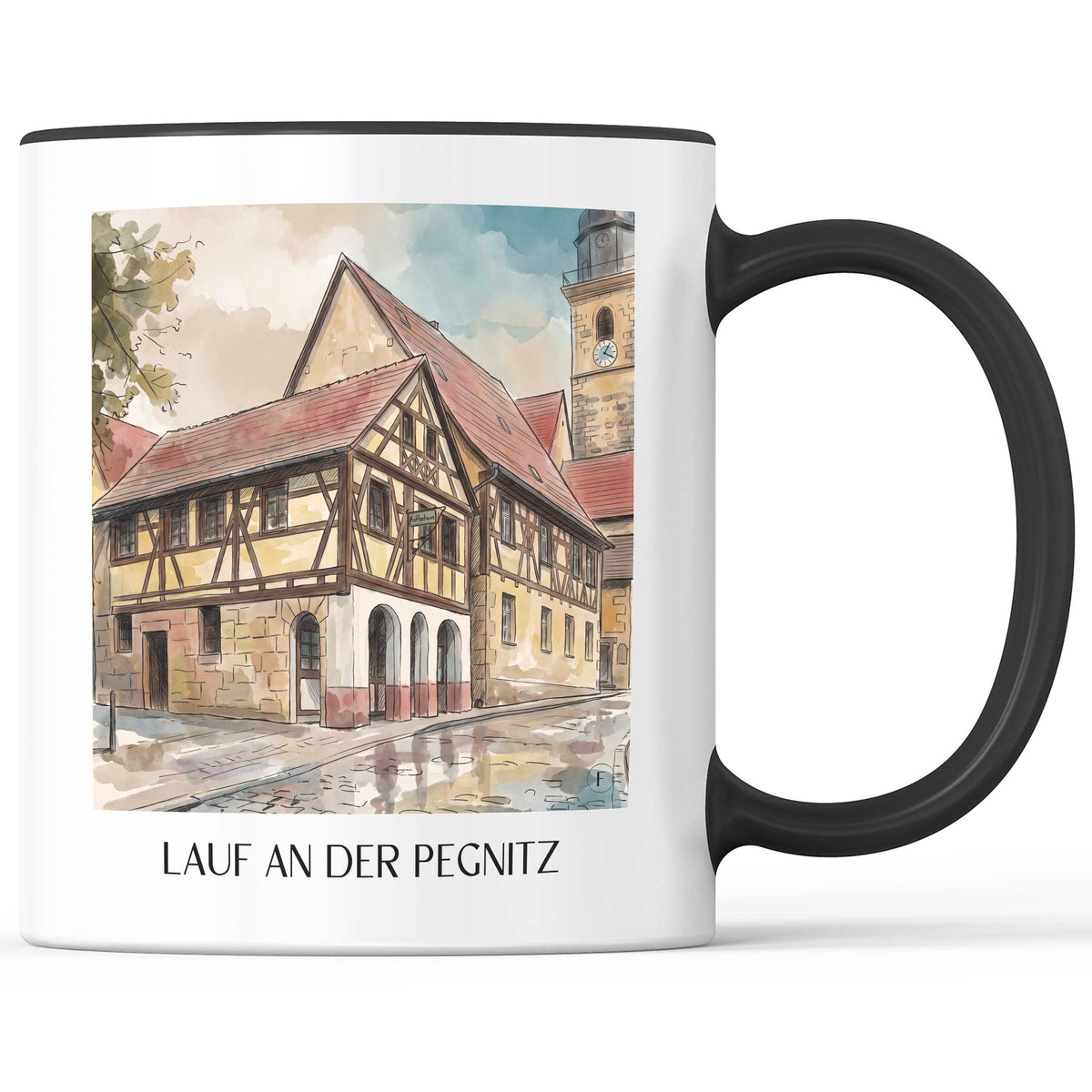 lauf-an-der-pegnitz-bayern-deutschland-kaffeebecher-aquarell