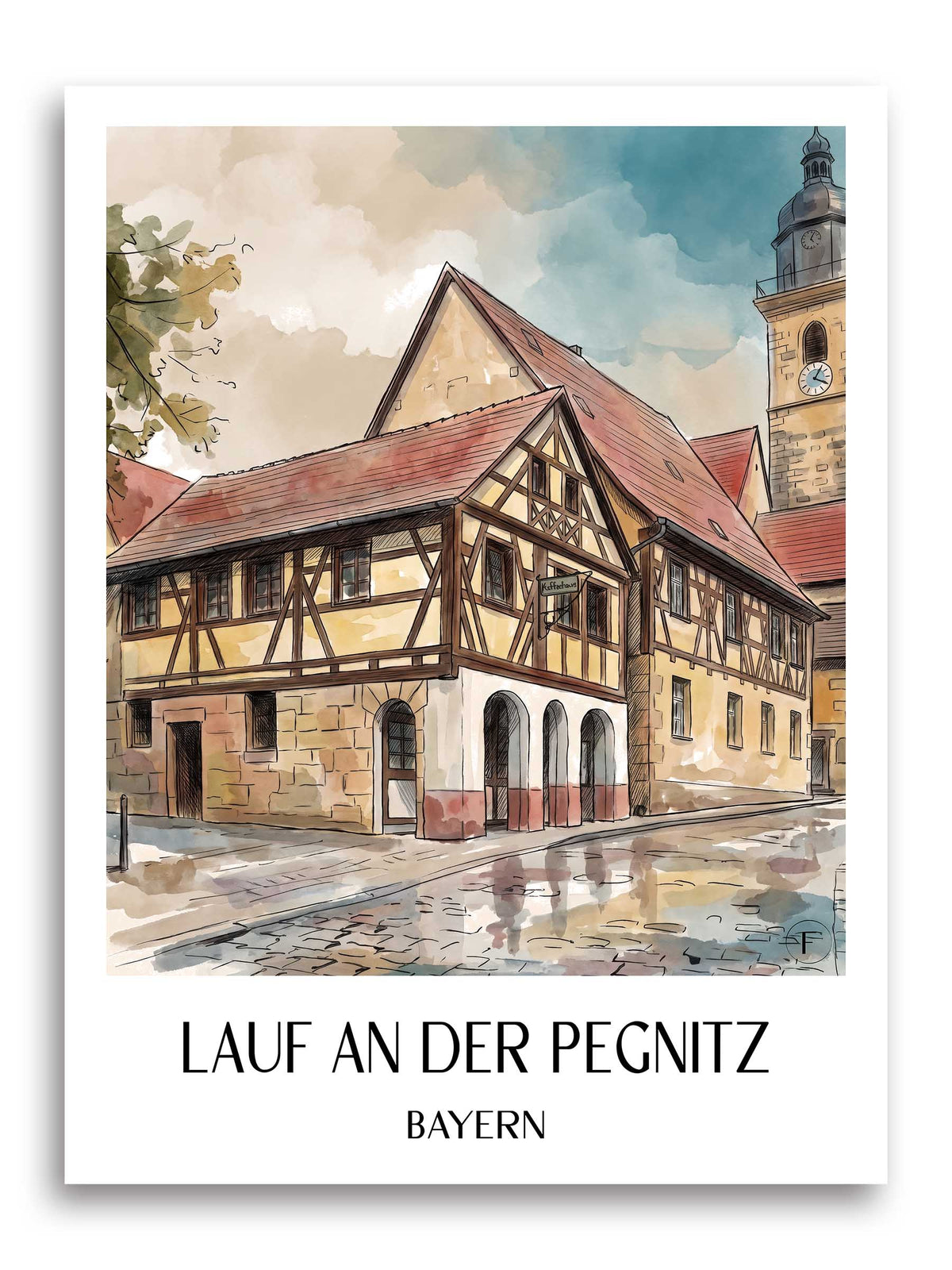 lauf-an-der-pegnitz-bayern-deutschland-poster-aquarell