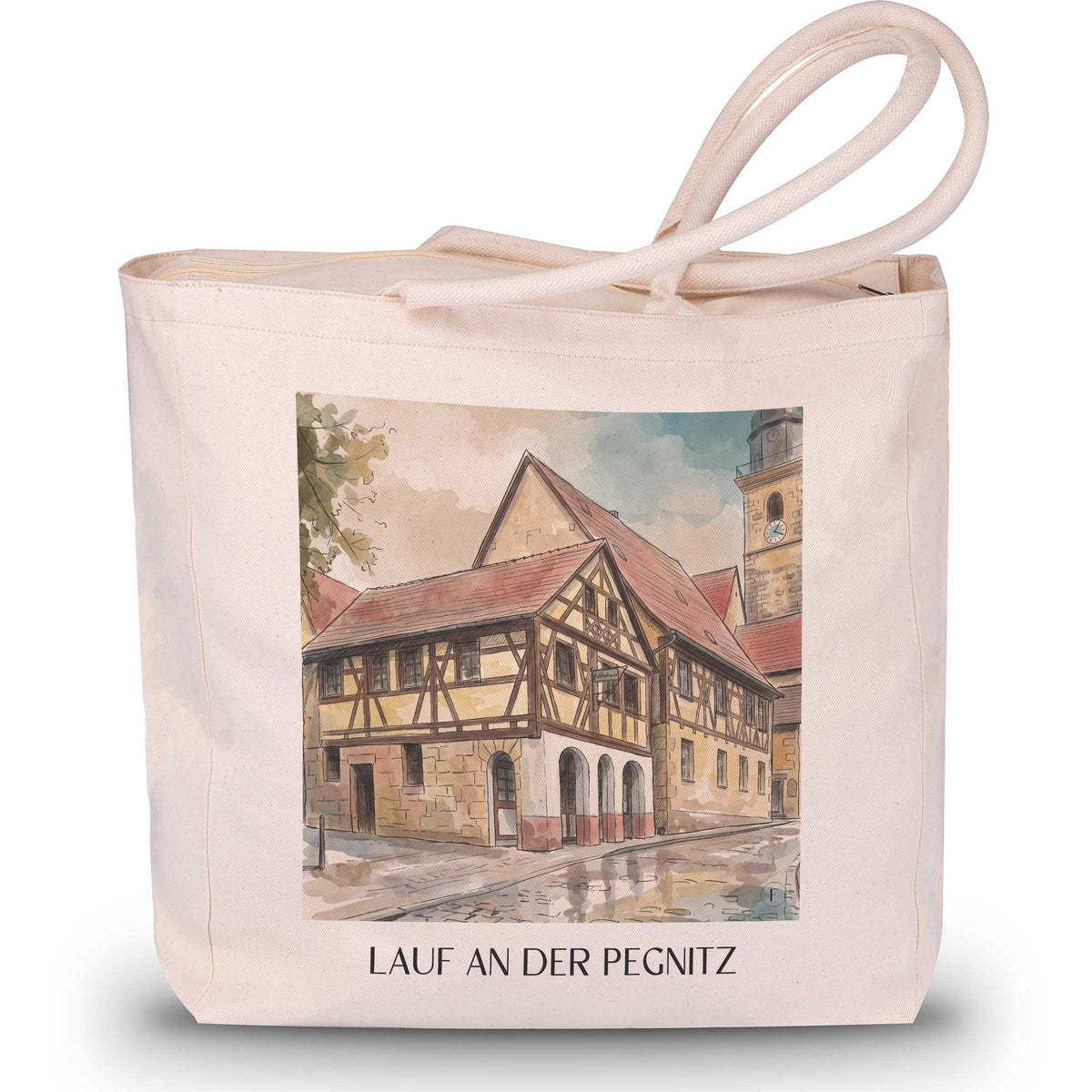 lauf-an-der-pegnitz-bayern-deutschland-einkaufstasche-aquarell
