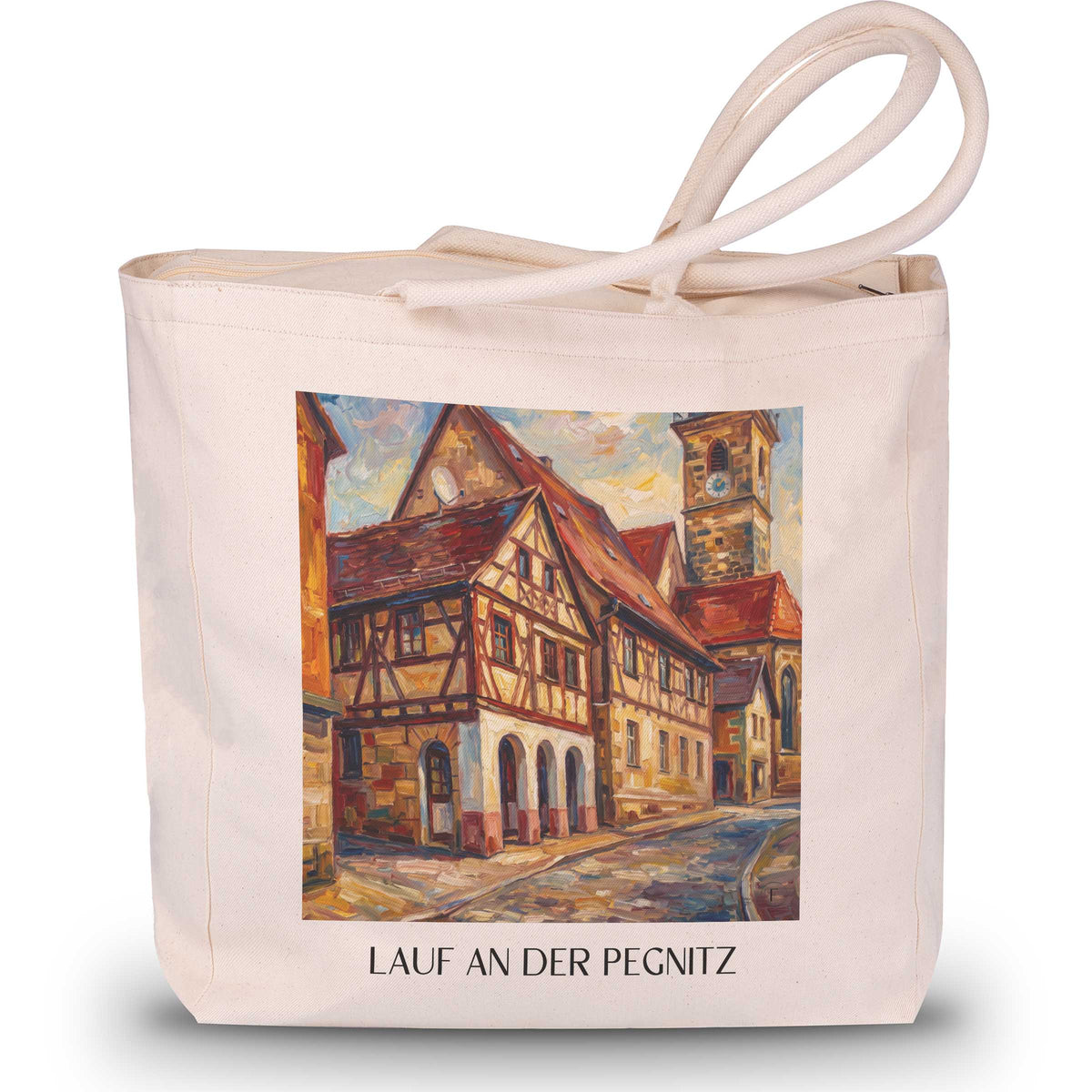 lauf-an-der-pegnitz-bayern-deutschland-einkaufstasche-oil-painting-oelgemaelde
