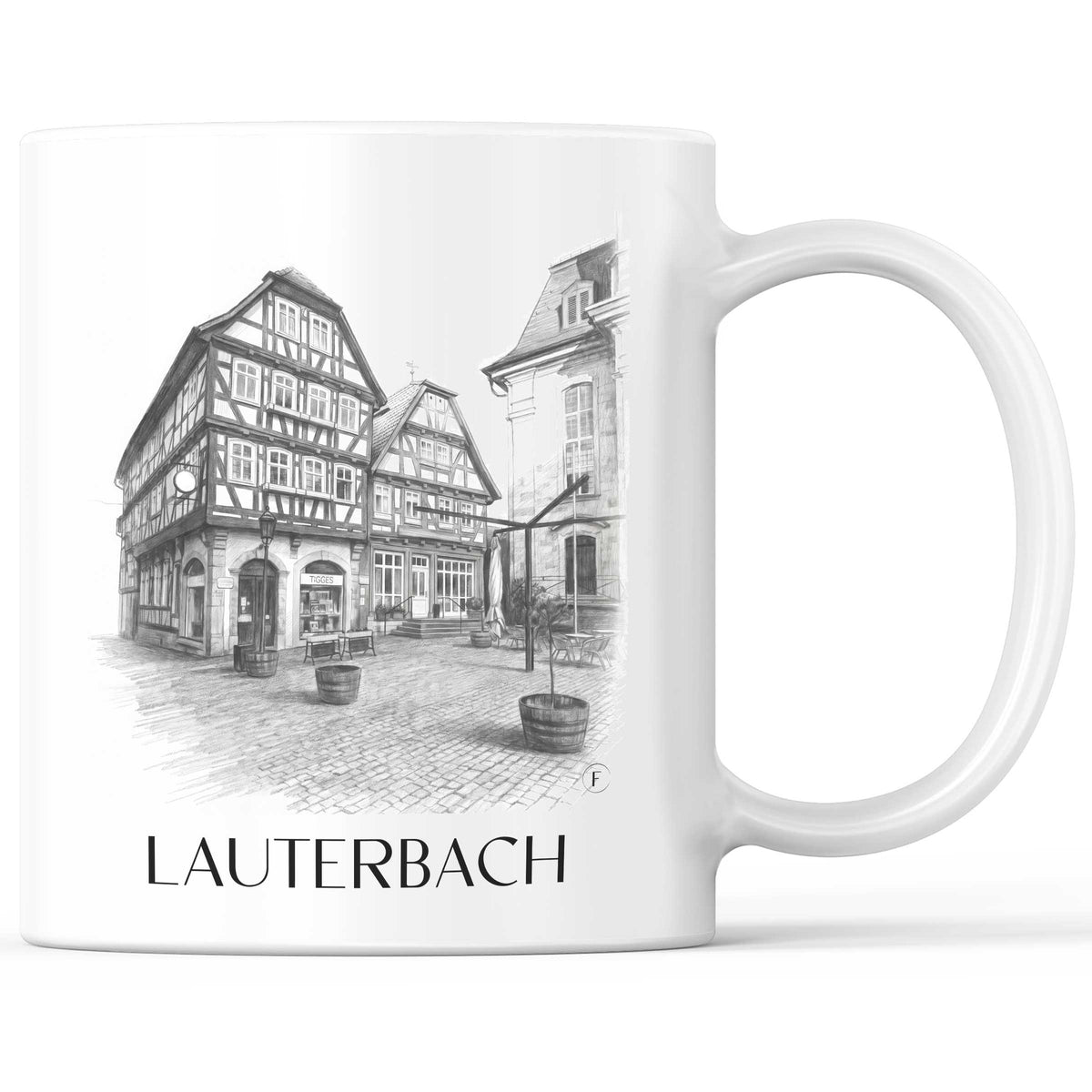 Lauterbach Kaffeebecher - Hessen - Deutschland Becher - Kaffeetasse im Zeichnung Stil