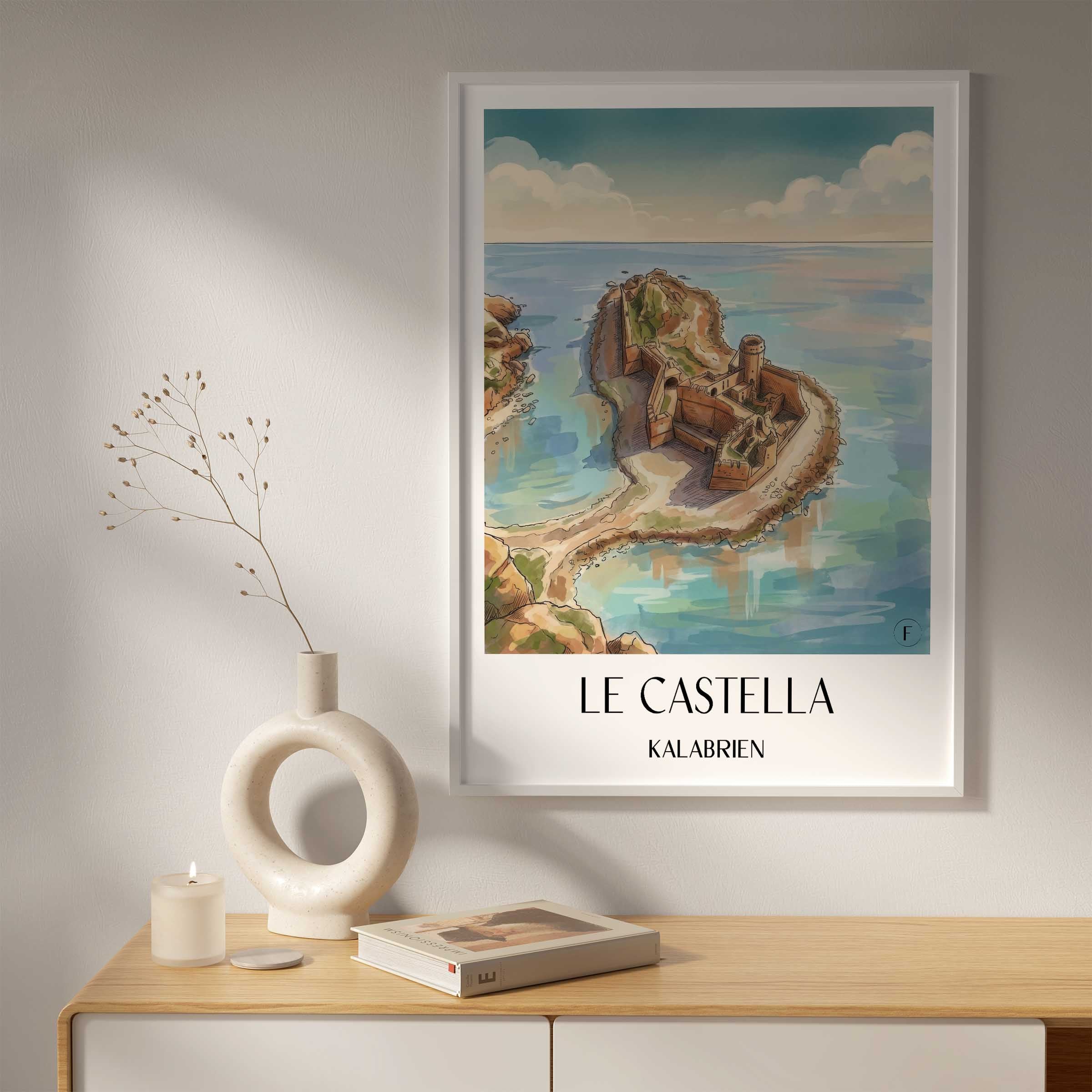 le-castella-kalabrien-italien-poster-aquarell