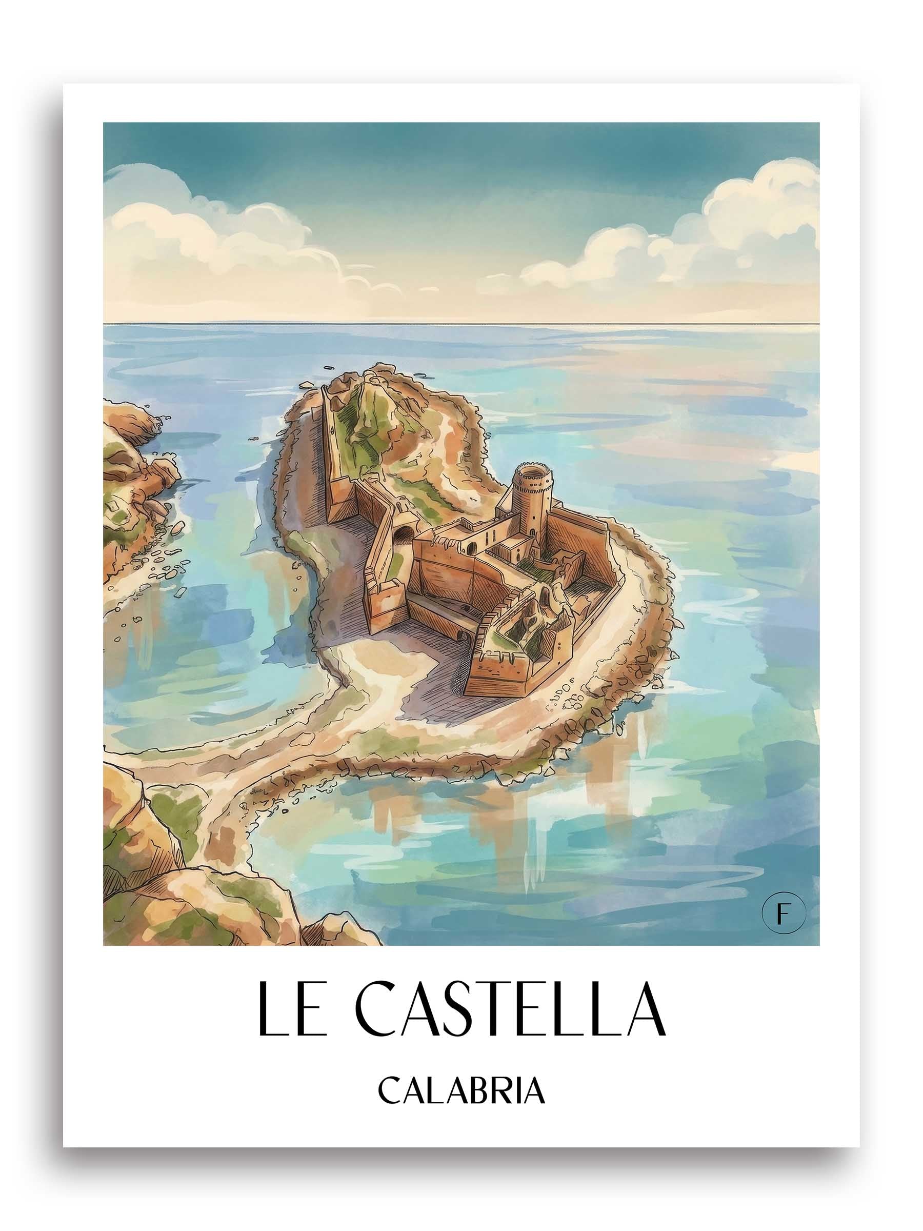 Le Castella Poster - Kalabrien - Italien Kunstdruck - Aquarell von A4 bis A1 - favplace