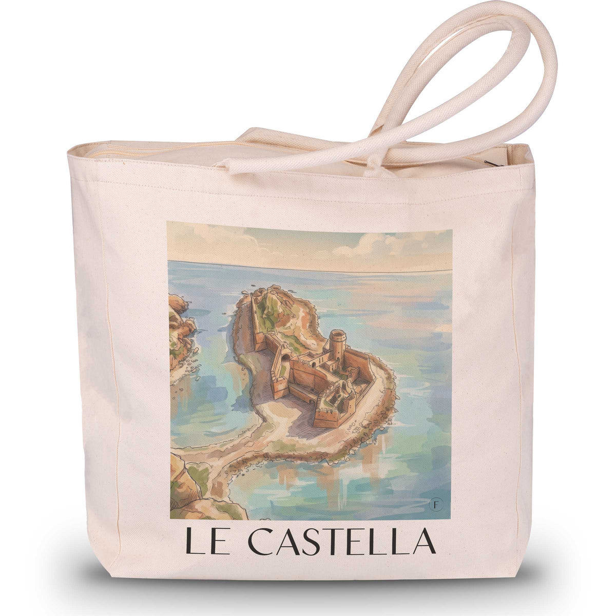 Le Castella Shopping Tasche - Kalabrien - Italien Tote Bag - Einkaufstasche im Aquarell Stil - favplace