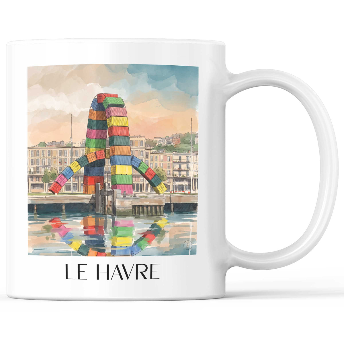 Le Havre Kaffeebecher - Seine-Maritime - Frankreich Becher - Kaffeetasse im Aquarell Stil