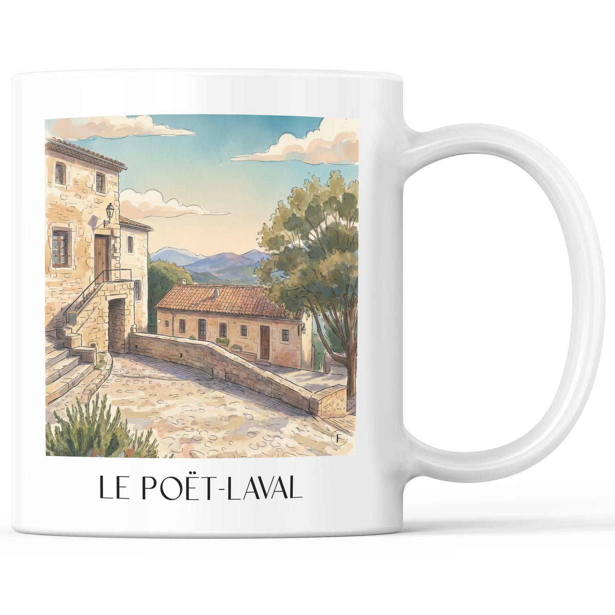 Le Poët-Laval Kaffeebecher - Drôme - Frankreich Becher - Kaffeetasse im Aquarell Stil - favplace