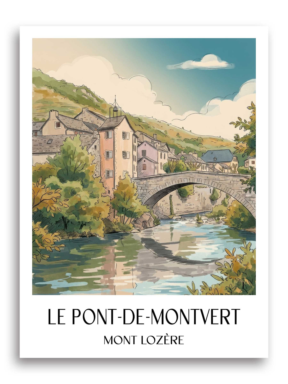 le-pont-de-montvert-mont-lozère-frankreich-poster-aquarell