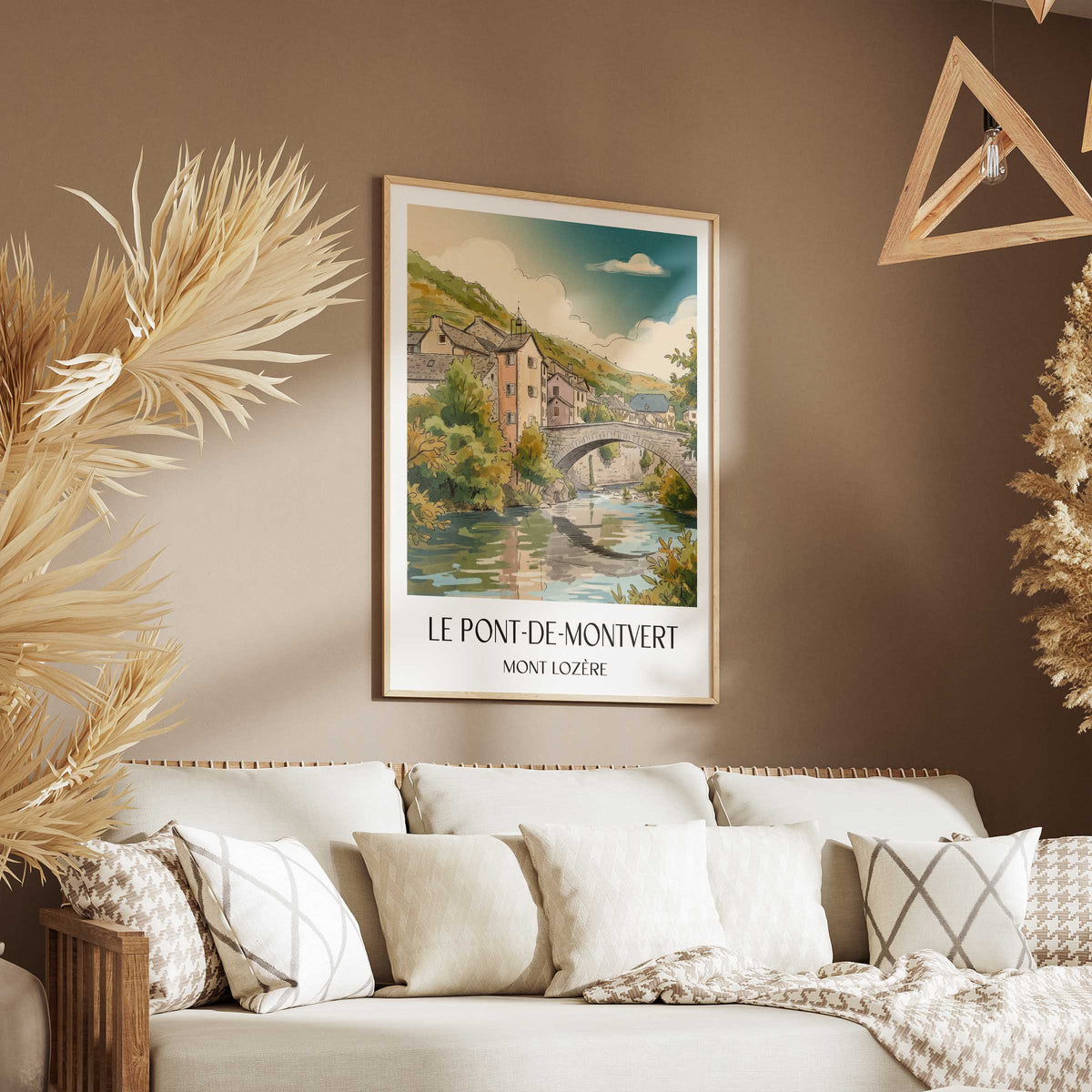 le-pont-de-montvert-mont-lozère-frankreich-poster-aquarell