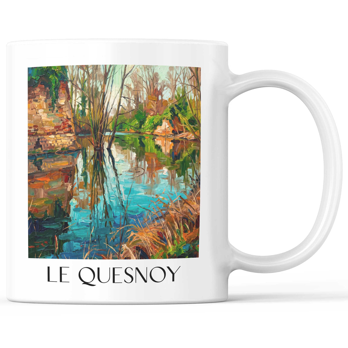 Le Quesnoy Kaffeebecher - Avesnois - Frankreich Becher - Kaffeetasse im Ölgemälde Stil - favplace