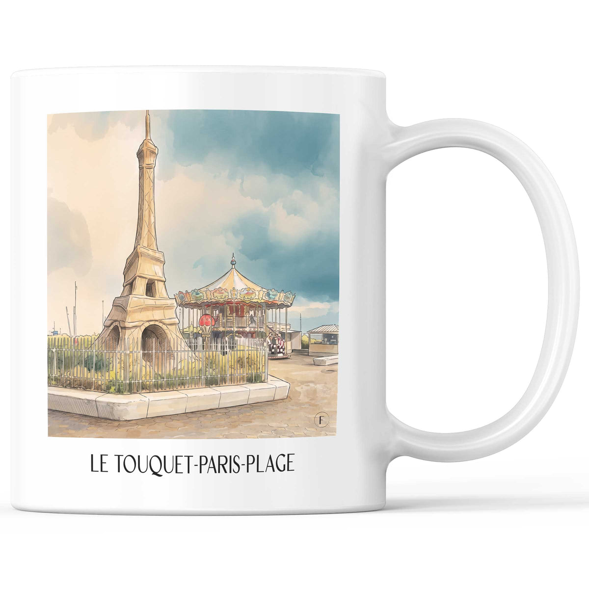 Le Touquet-Paris-Plage Kaffeebecher - Côte d'Opale - Frankreich Becher - Kaffeetasse im Aquarell Stil