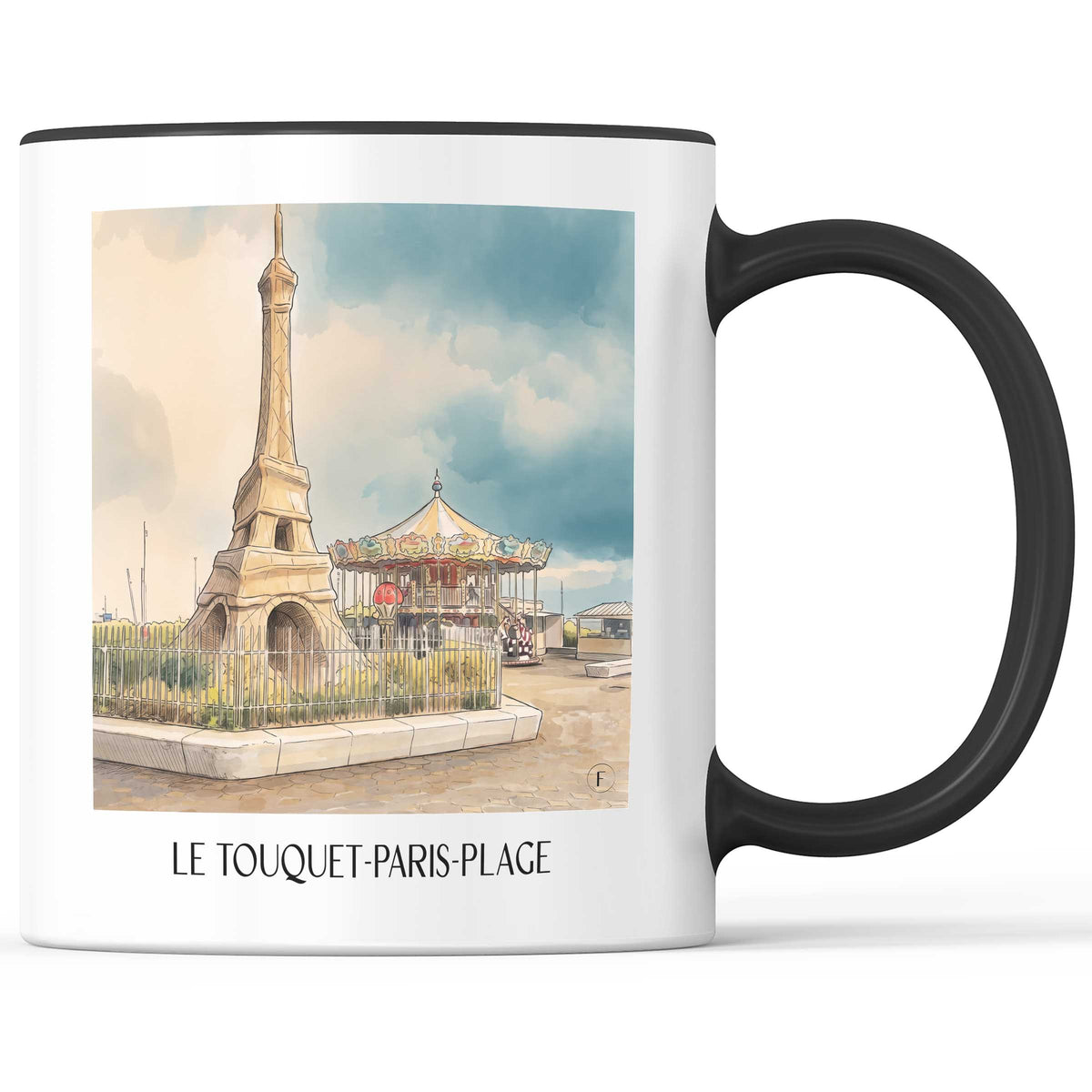 Le Touquet-Paris-Plage Kaffeebecher - Côte d'Opale - Frankreich Becher - Kaffeetasse im Aquarell Stil