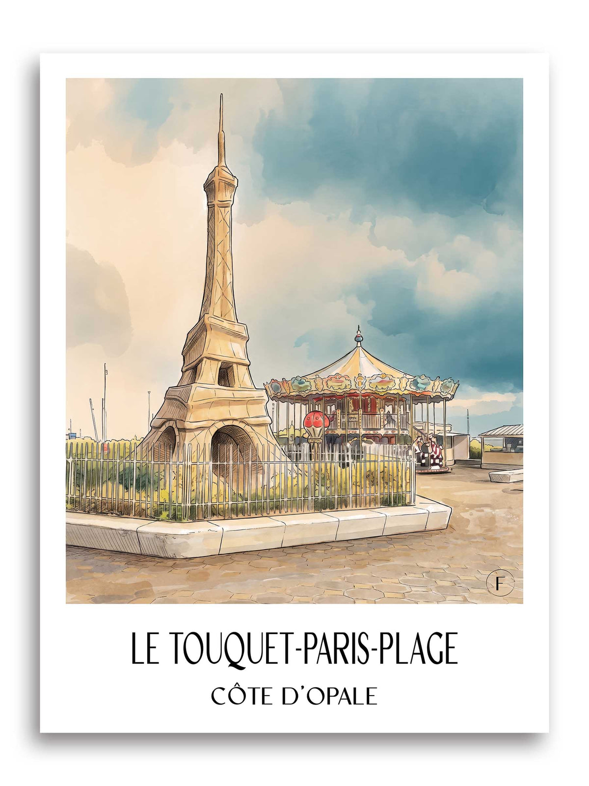 le-touquet-paris-plage-côte-d'opale-frankreich-poster-aquarell