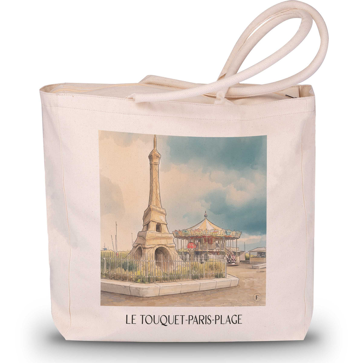 le-touquet-paris-plage-côte-d'opale-frankreich-einkaufstasche-aquarell