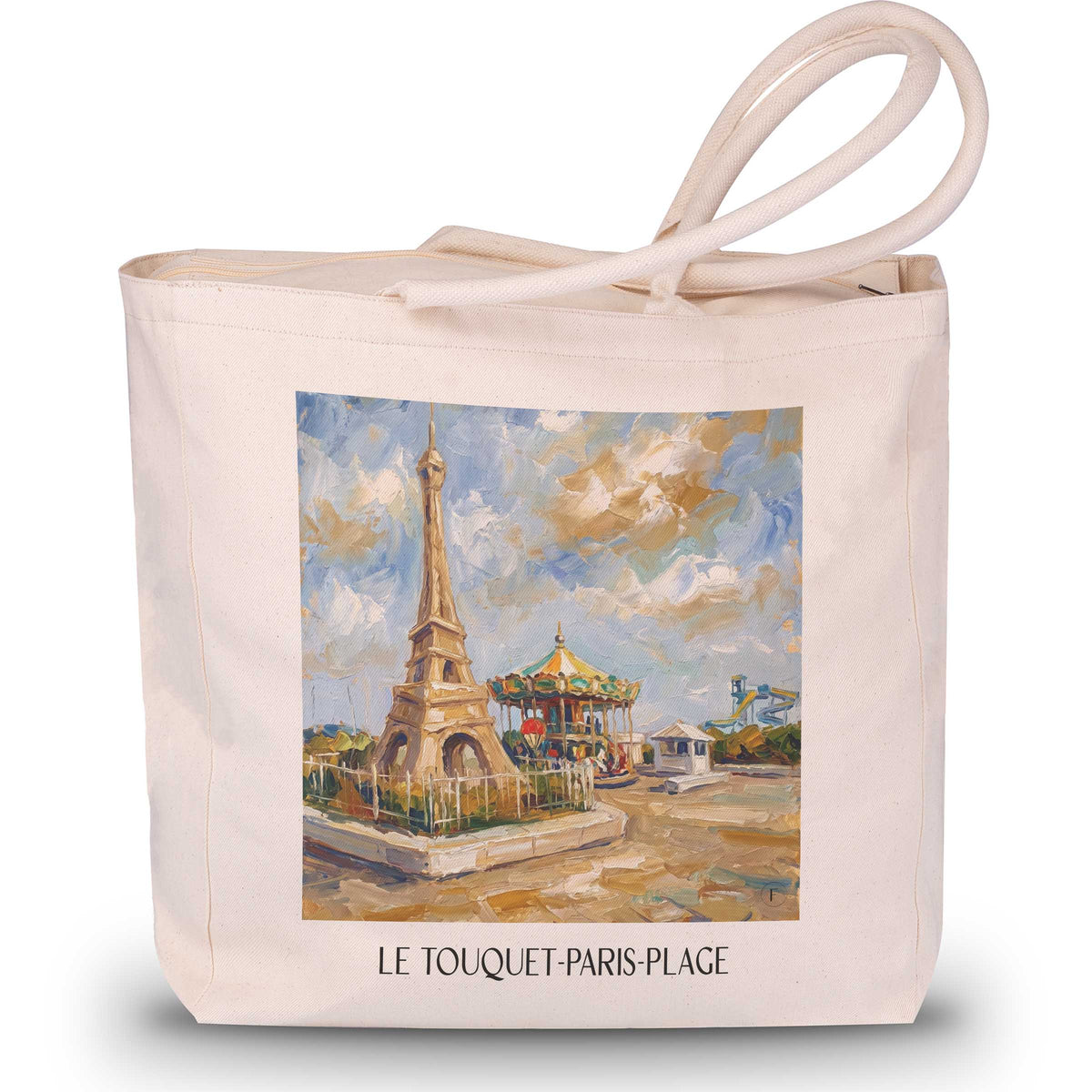 Le Touquet-Paris-Plage Shopping Tasche - Côte d'Opale - Frankreich Tote Bag - Einkaufstasche im Ölgemälde Stil - favplace