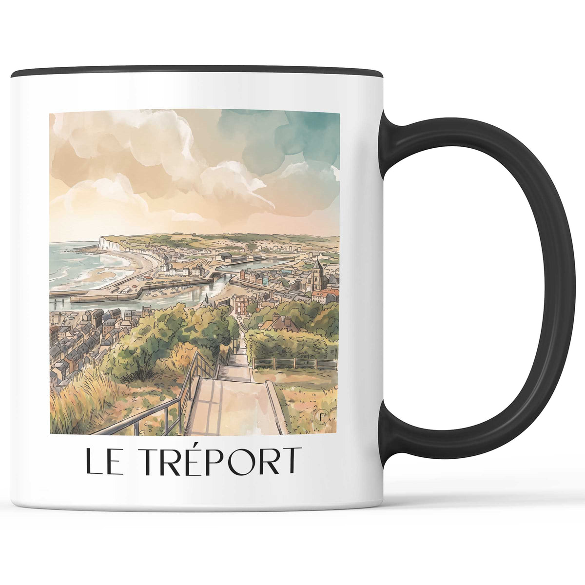 le-tréport-côte-d'albâtre-frankreich-kaffeebecher-aquarell