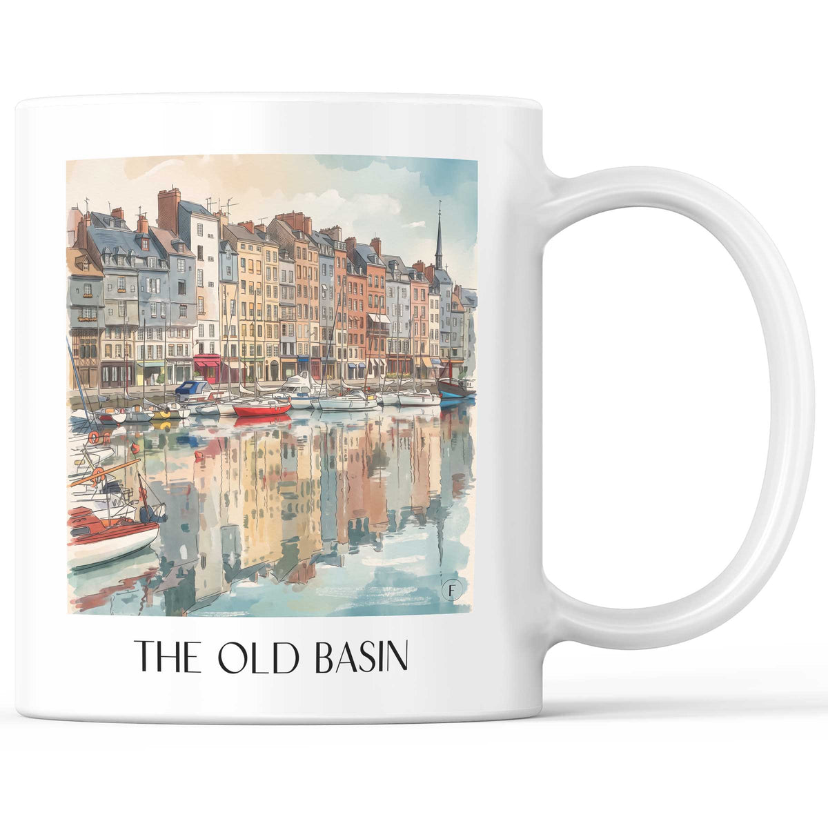 Le Vieux-Bassin Kaffeebecher - Honfleur - Frankreich Becher - Kaffeetasse im Aquarell Stil - favplace