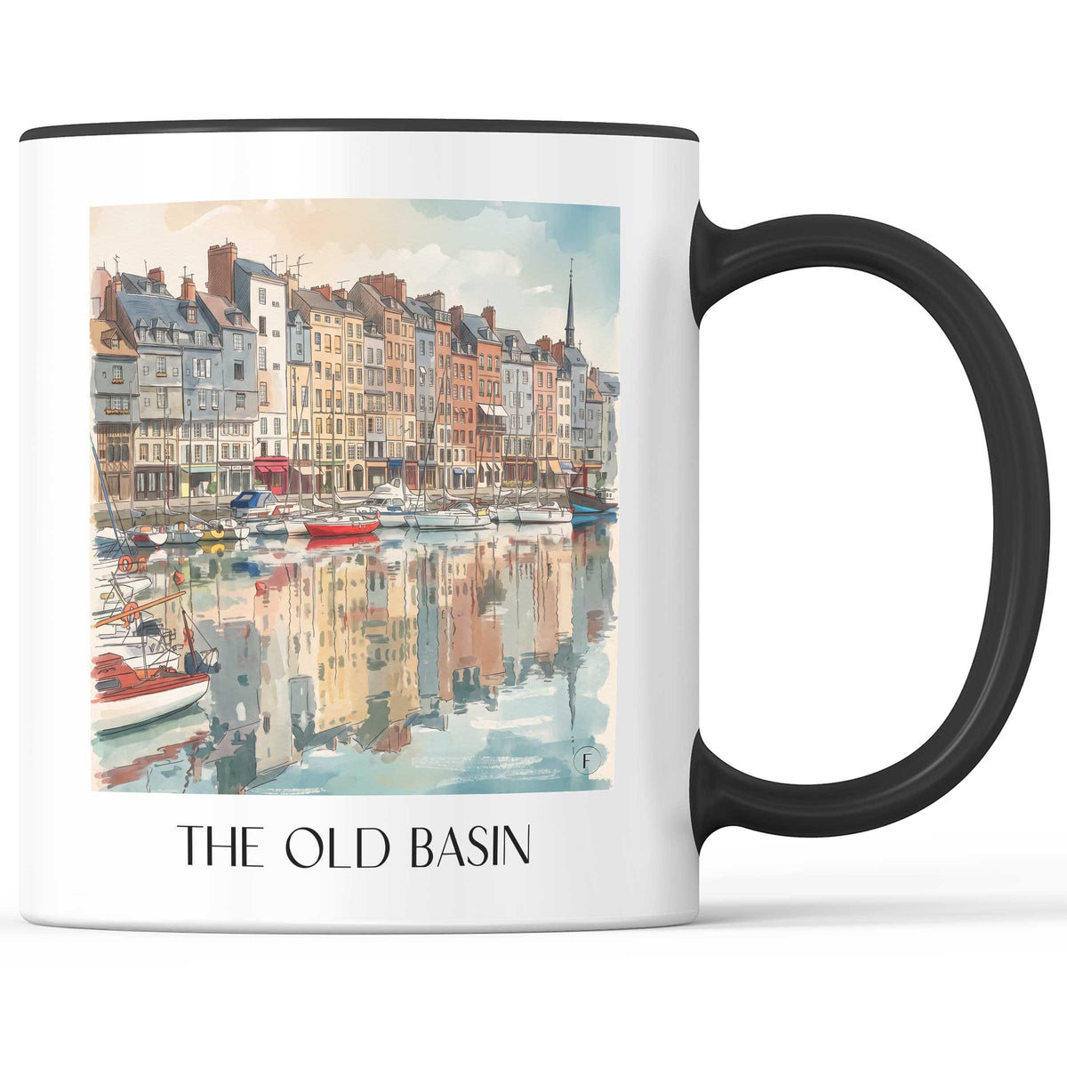 Le Vieux-Bassin Kaffeebecher - Honfleur - Frankreich Becher - Kaffeetasse im Aquarell Stil - favplace