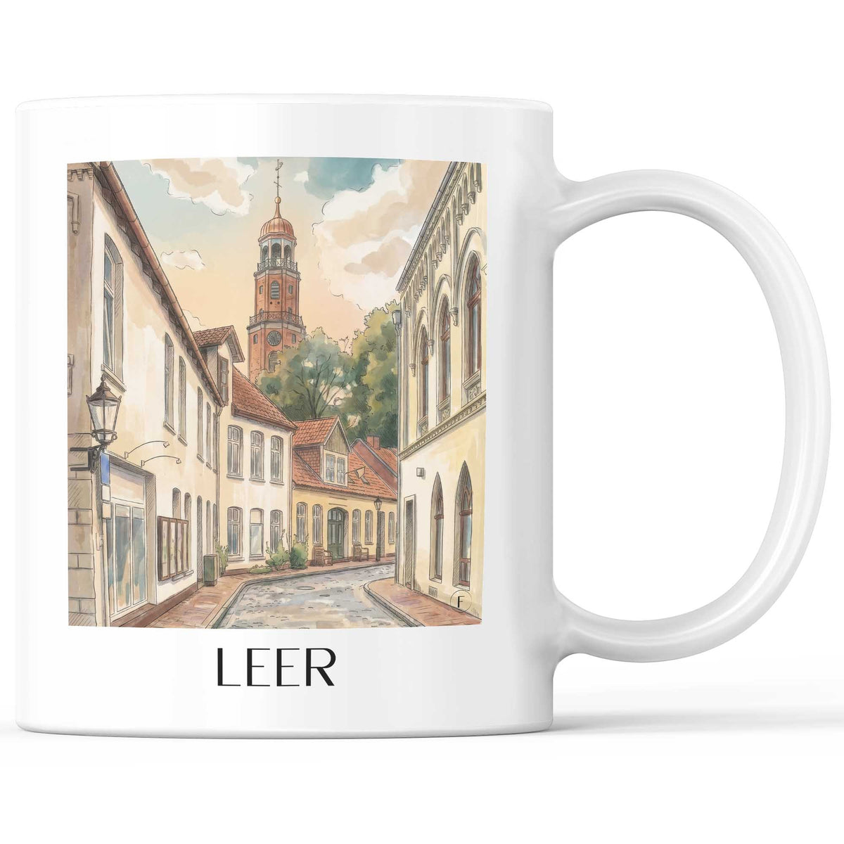 Leer Kaffeebecher - Niedersachsen - Deutschland Becher - Kaffeetasse im Aquarell Stil - favplace
