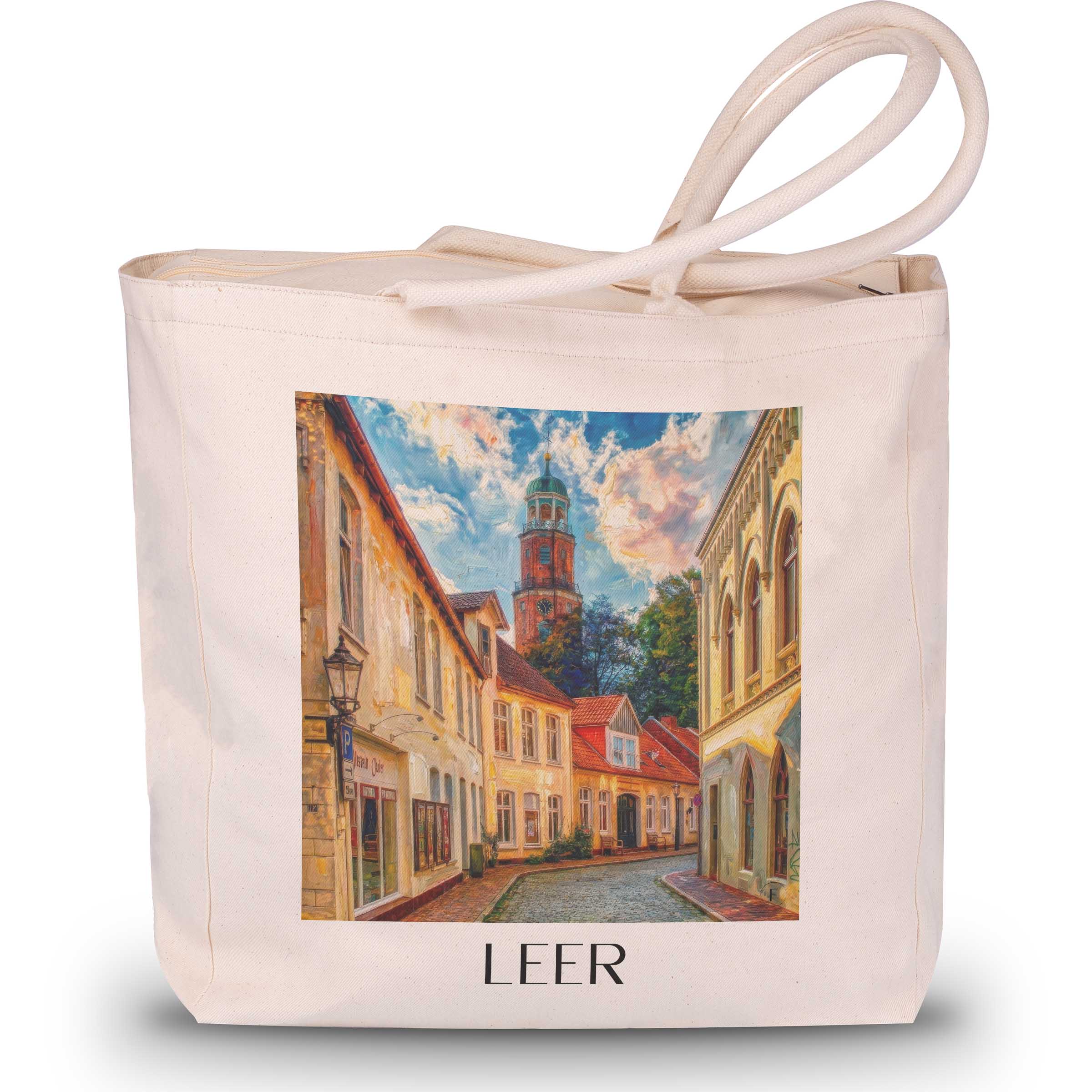 leer-niedersachsen-deutschland-einkaufstasche-oil-painting-oelgemaelde