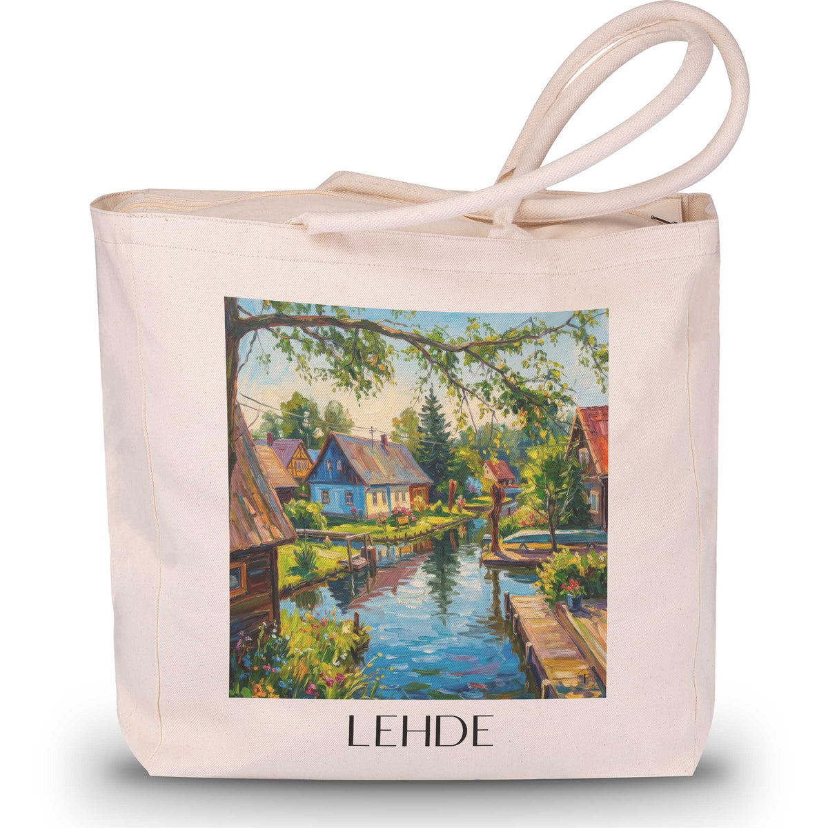 Lehde Shopping Tasche - Spreewald - Deutschland Tote Bag - Einkaufstasche im Ölgemälde Stil - favplace