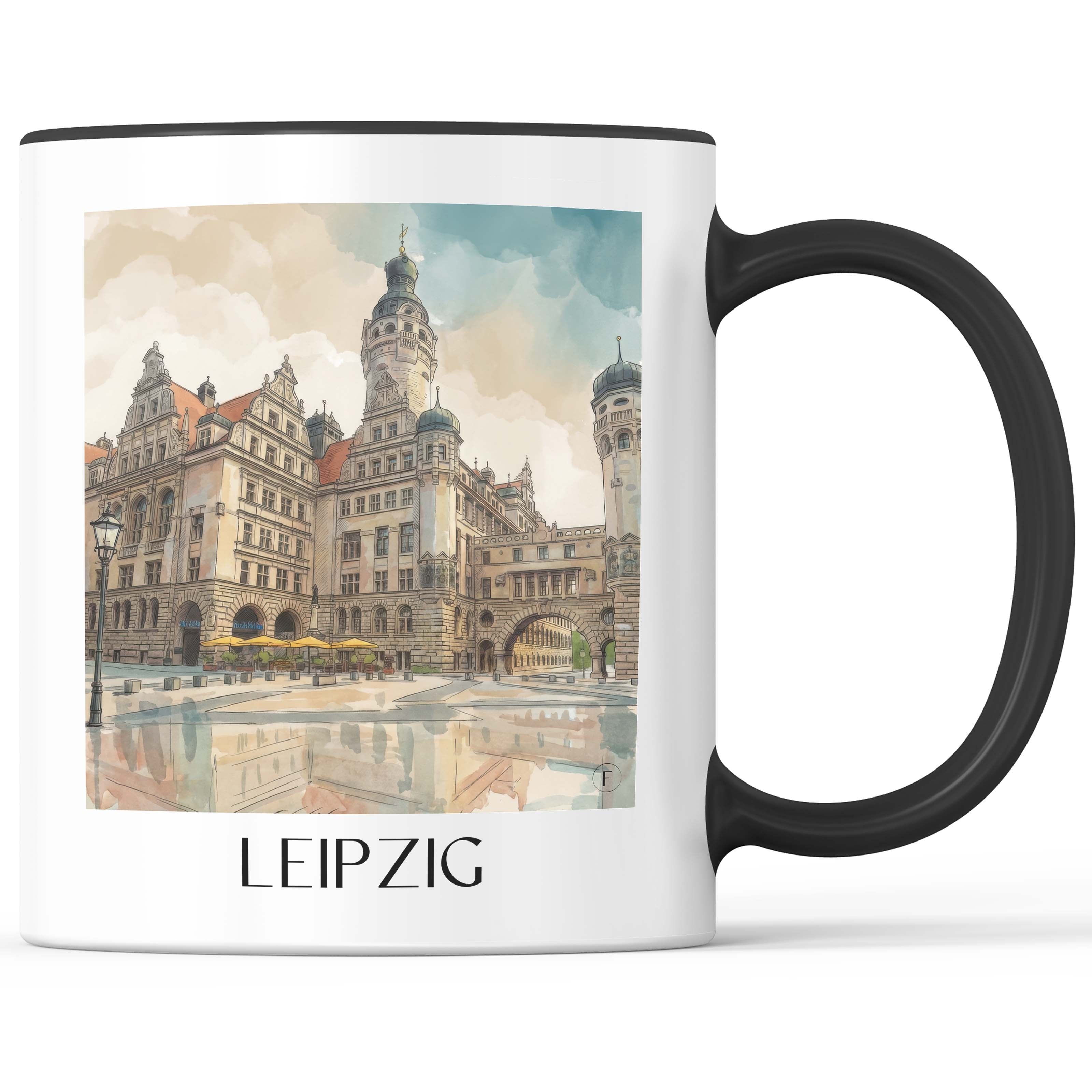 Leipzig - Deutschland Becher - Kaffeetasse im Aquarell Stil - favplace