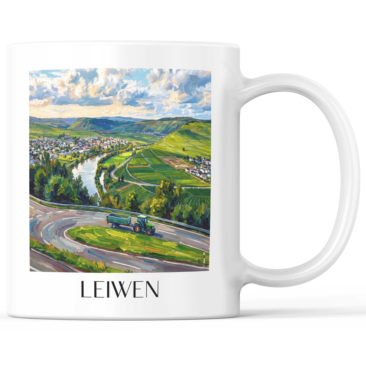 Leiwen Kaffeebecher - Moseltal - Deutschland Becher - Kaffeetasse im Ölgemälde Stil