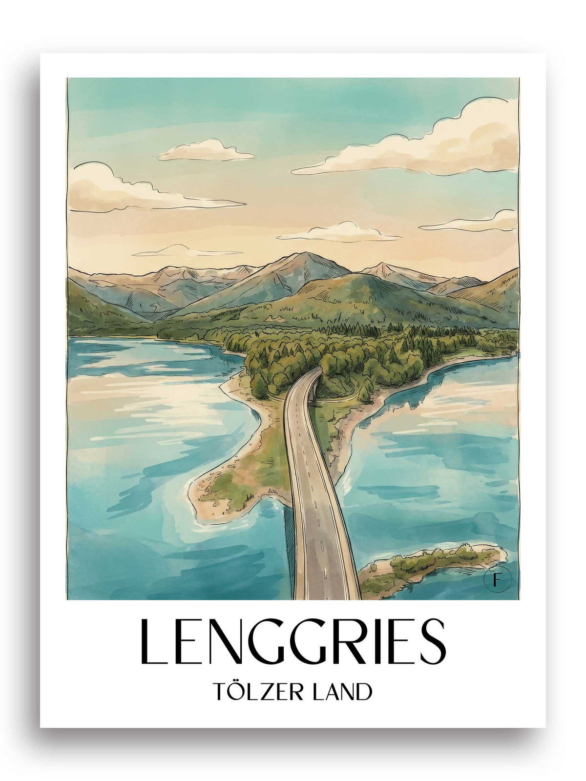 lenggries-tölzer-land-deutschland-poster-aquarell