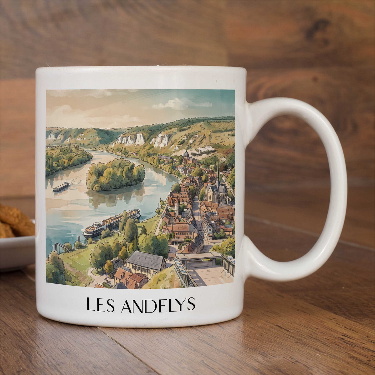 les-andelys-vallée-de-la-seine-frankreich-kaffeebecher-aquarell