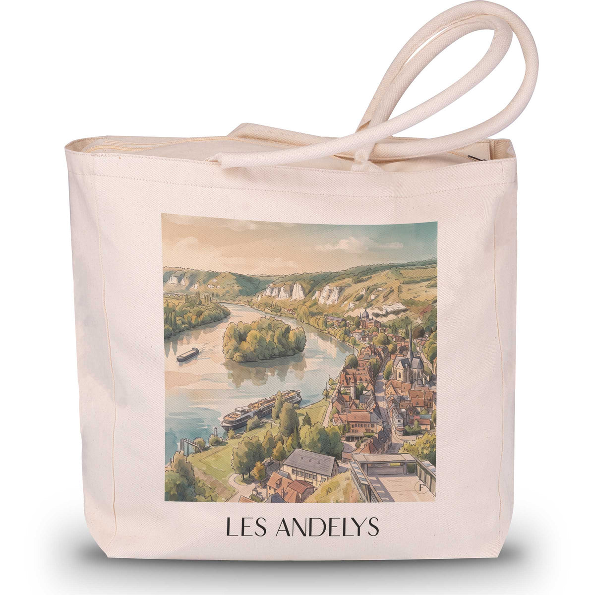 les-andelys-vallée-de-la-seine-frankreich-einkaufstasche-aquarell