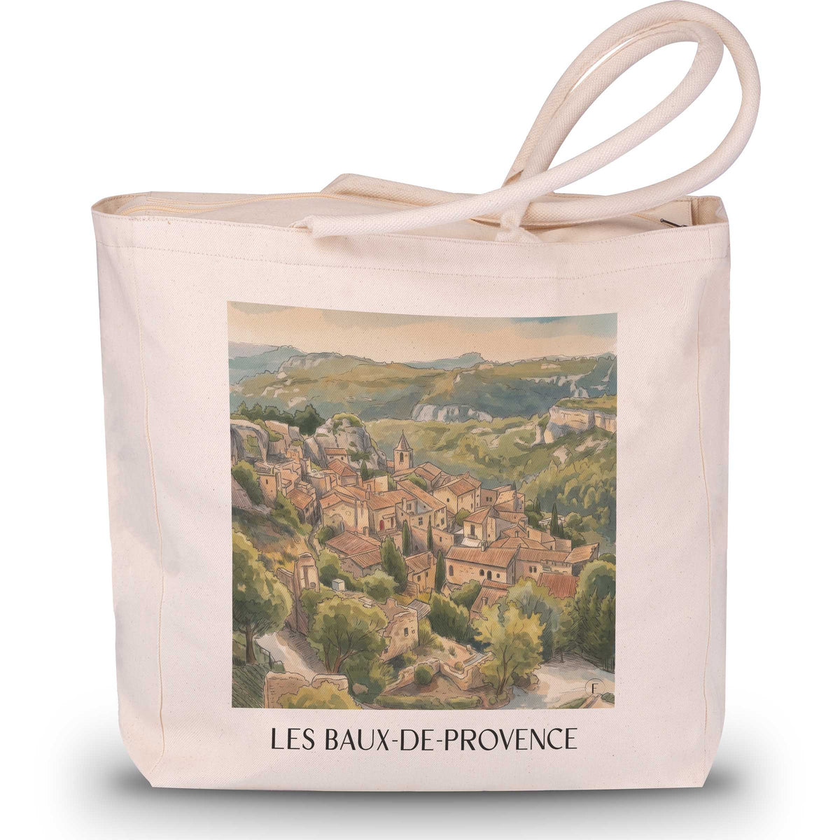 Les Baux-de-Provence Shopping Tasche - Alpilles - Frankreich Tote Bag - Einkaufstasche im Aquarell Stil - favplace