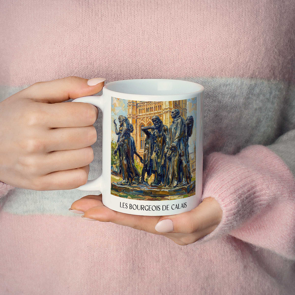 les-bourgeois-de-calais-côte-d'opale-frankreich-kaffeebecher-oil-painting-oelgemaelde