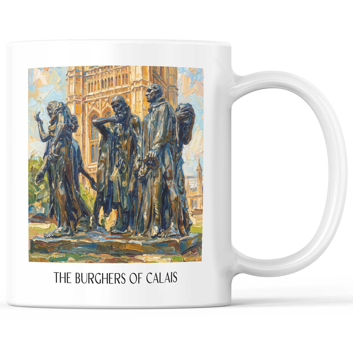 Les Bourgeois de Calais Kaffeebecher - Côte d'Opale - Frankreich Becher - Kaffeetasse im Ölgemälde Stil - favplace
