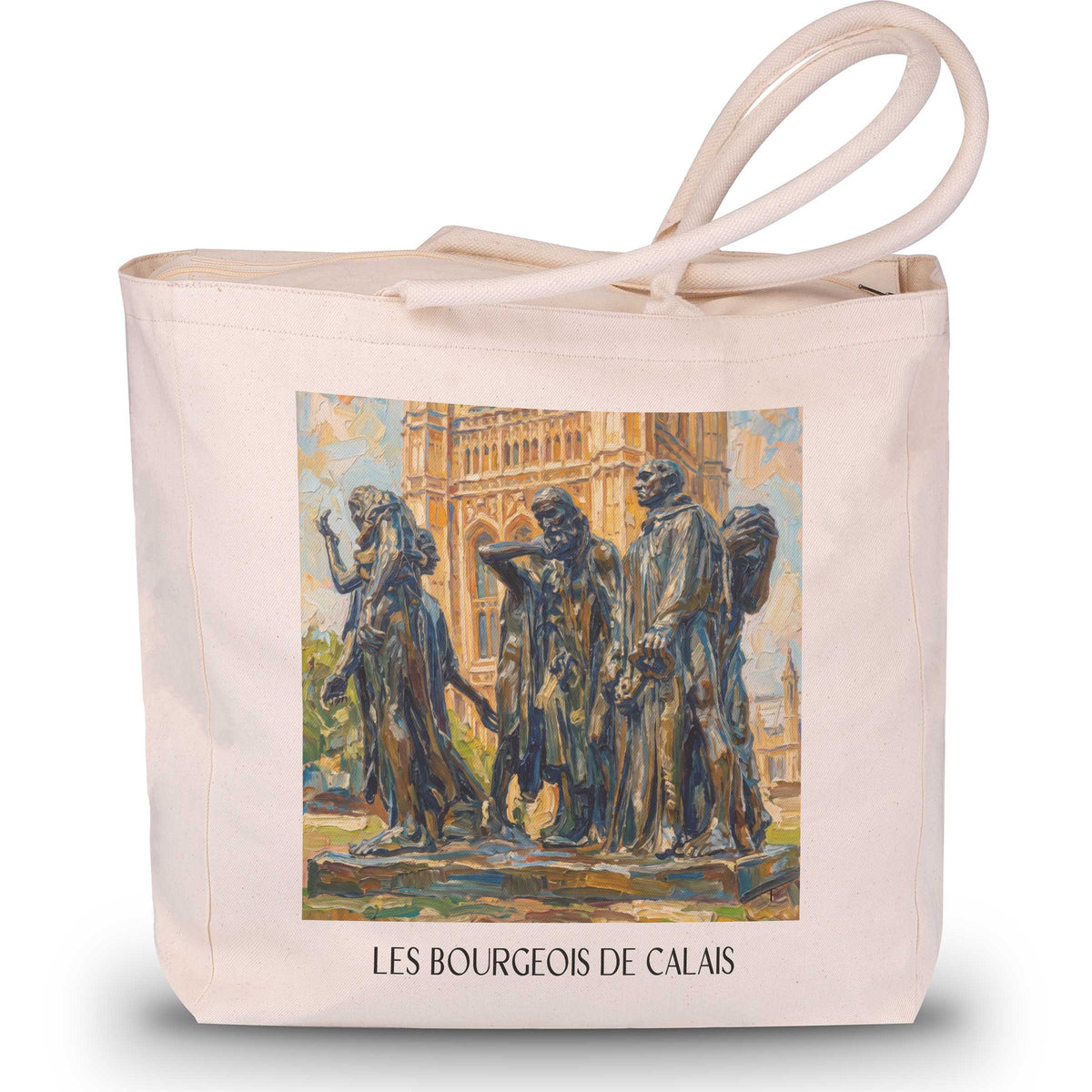 les-bourgeois-de-calais-côte-d'opale-frankreich-einkaufstasche-oil-painting-oelgemaelde