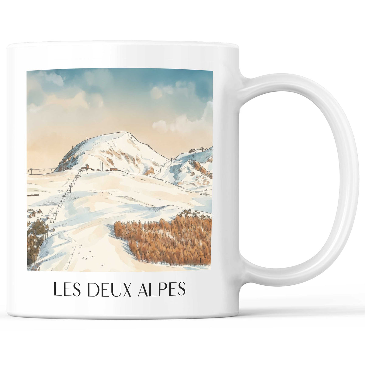 Les Deux Alpes Kaffeebecher - Oisans - Frankreich Becher - Kaffeetasse im Aquarell Stil - favplace