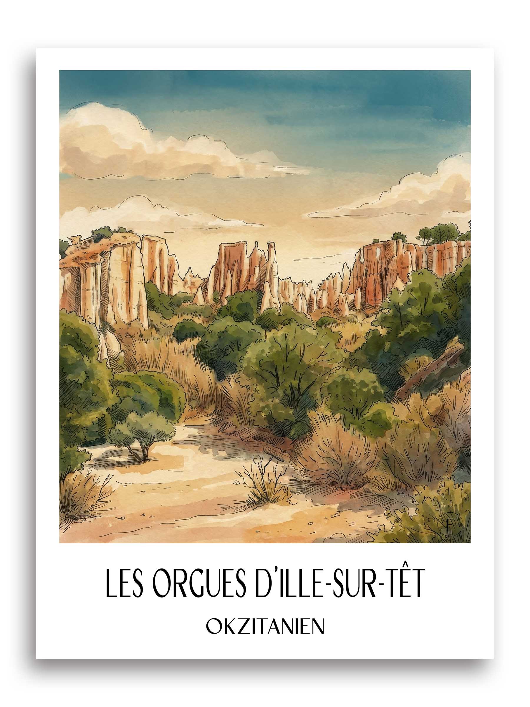 les-orgues-d'ille-sur-têt-okzitanien-frankreich-poster-aquarell
