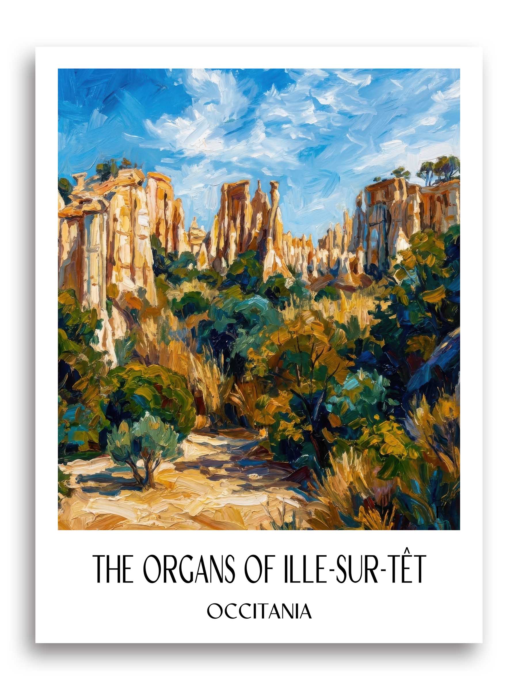 Les Orgues d'Ille-sur-Têt Poster - Okzitanien - Frankreich Kunstdruck - Ölgemälde von A4 bis A1 - favplace