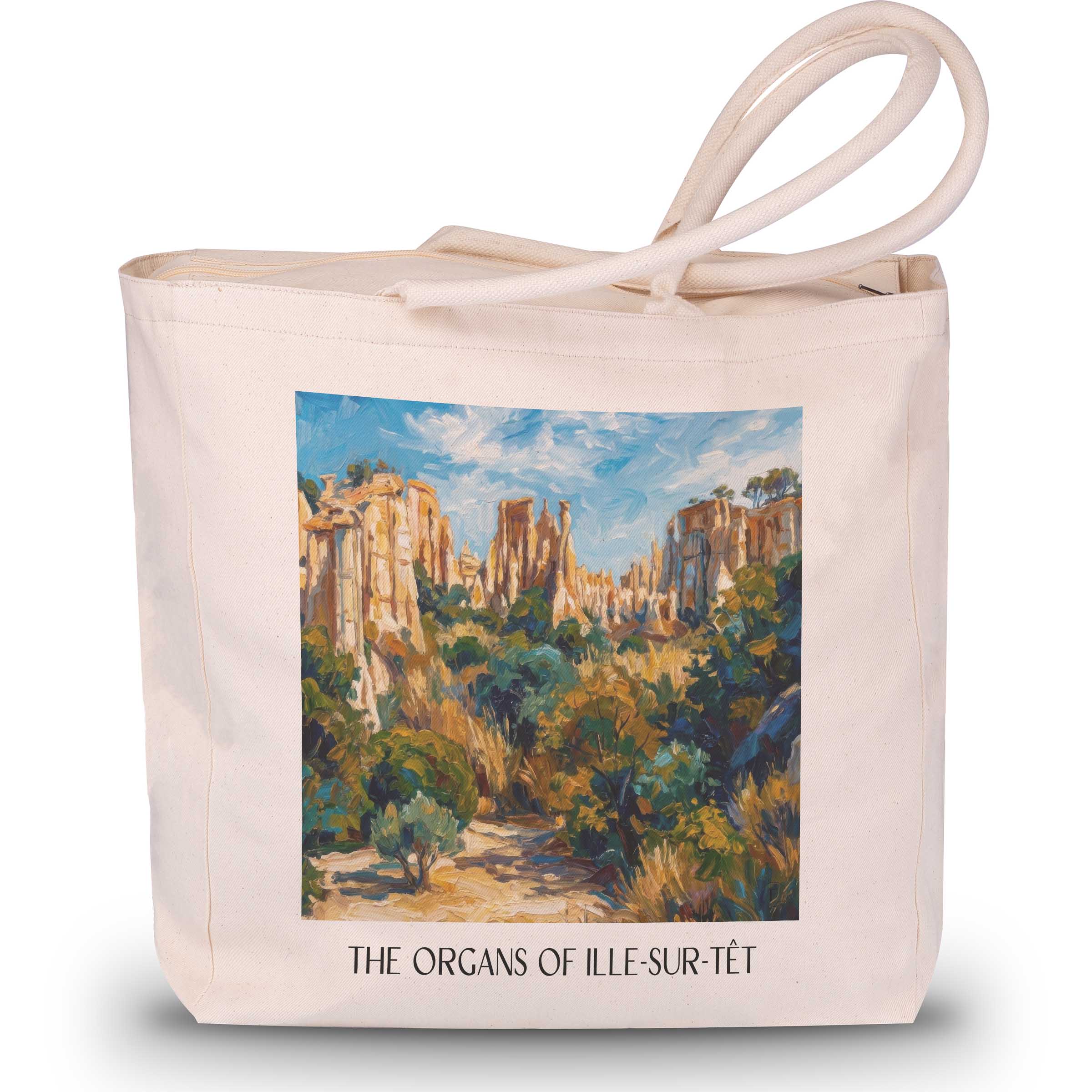 Les Orgues d'Ille-sur-Têt Shopping Tasche - Okzitanien - Frankreich Tote Bag - Einkaufstasche im Ölgemälde Stil - favplace