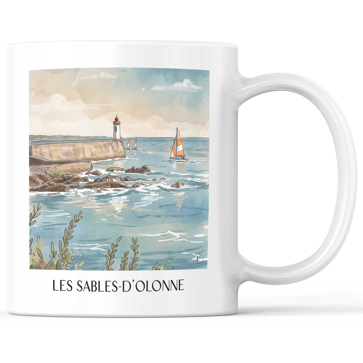 Les Sables-d'Olonne Kaffeebecher - Côte de Lumière - Frankreich Becher - Kaffeetasse im Aquarell Stil