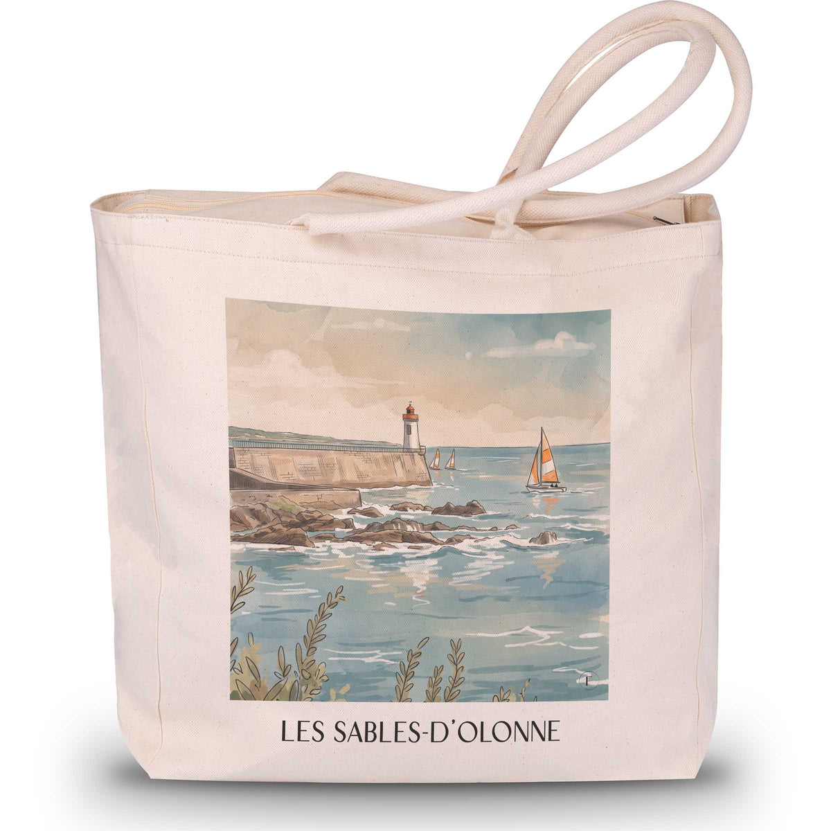 les-sables-d'olonne-côte-de-lumière-frankreich-einkaufstasche-aquarell