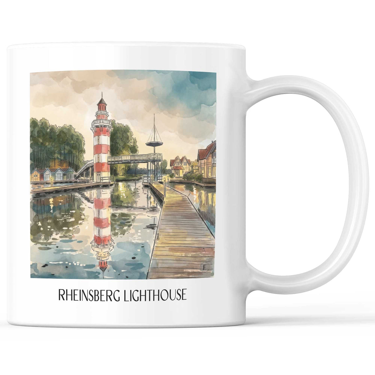 Leuchturm Rheinsberg Kaffeebecher - Brandenburg - Deutschland Becher - Kaffeetasse im Aquarell Stil - favplace