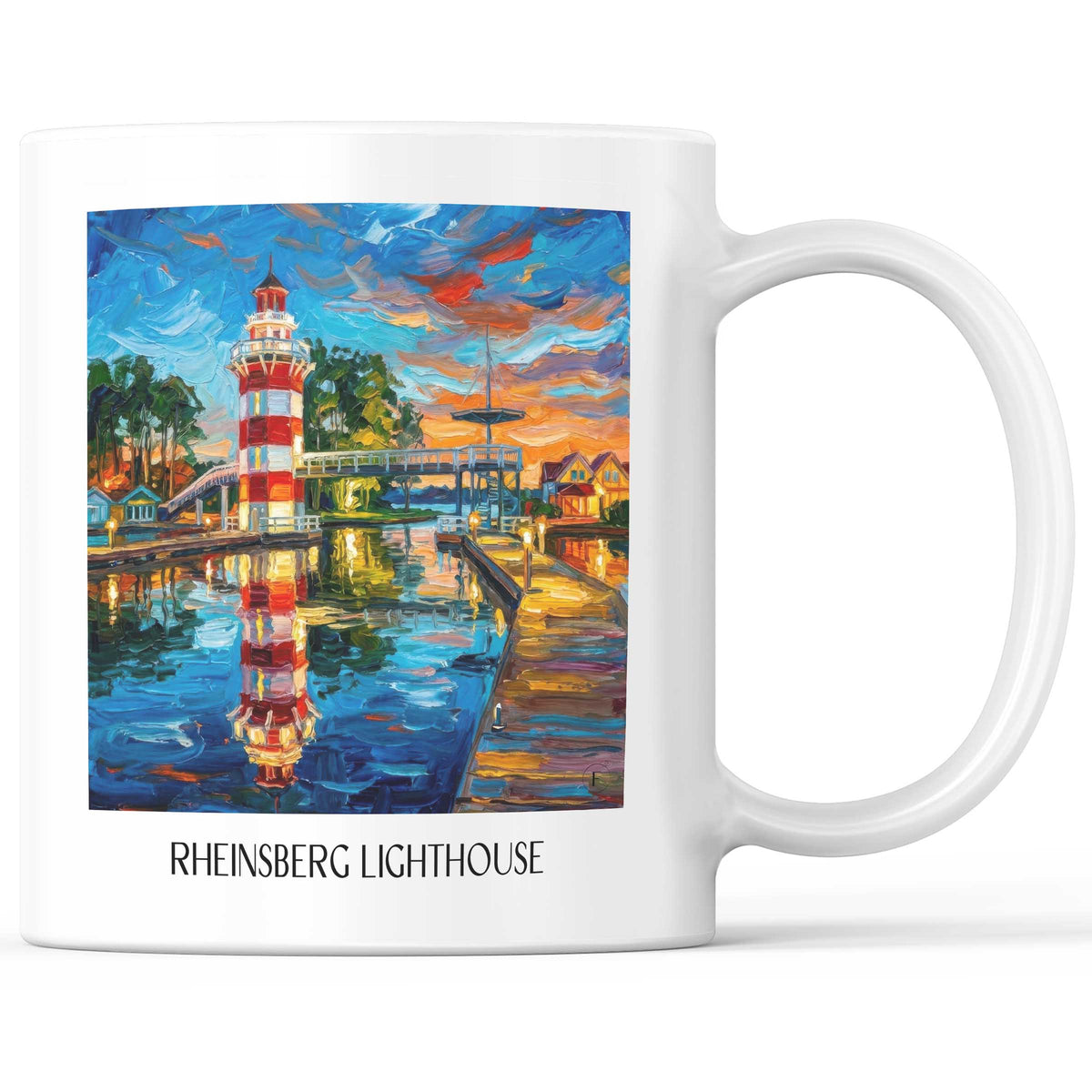 Leuchturm Rheinsberg Kaffeebecher - Brandenburg - Deutschland Becher - Kaffeetasse im Ölgemälde Stil - favplace